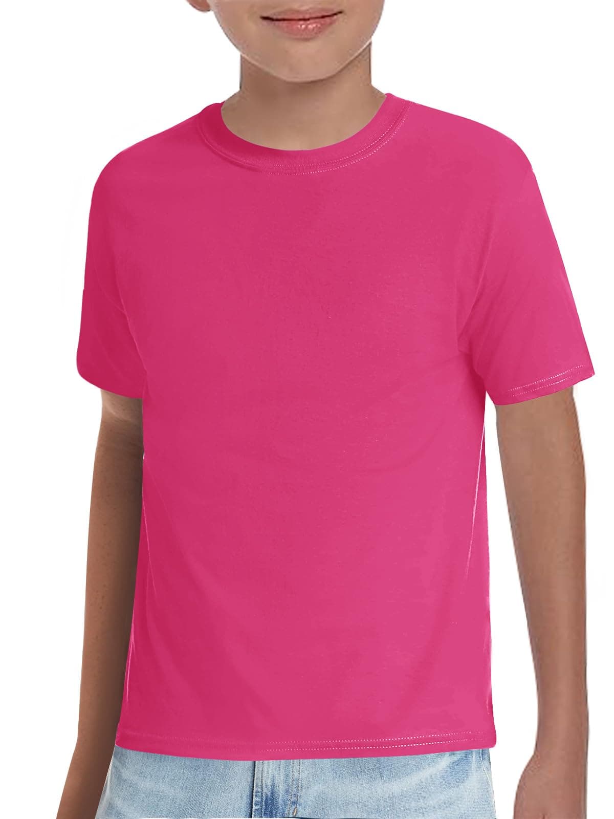 Boys T-Shirts Kids Short Sleeve Crewneck Solid Basic Tees Casual Tops 5-14 Years