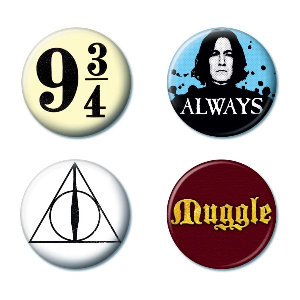 Harry Potter Button Set 4 Button Set, 1.25"- Officially Licensed Collectible Buttons