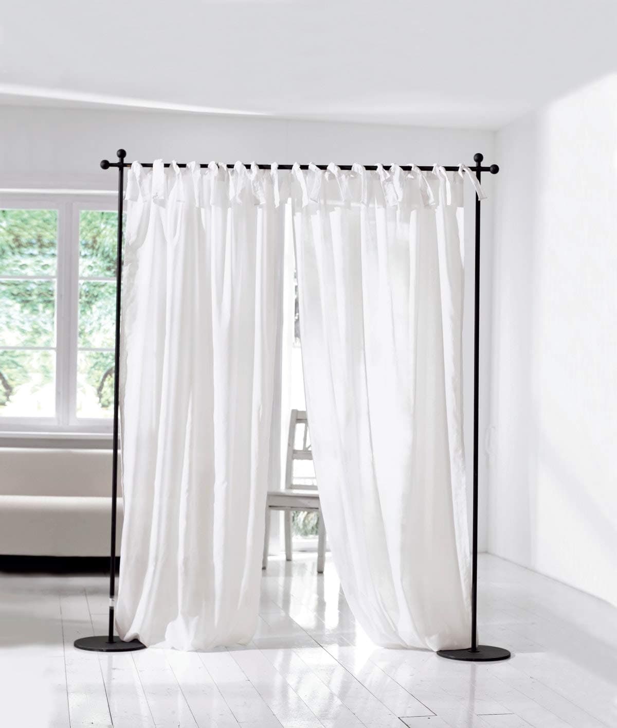 Voile curtain set, 2 pieces, white - white