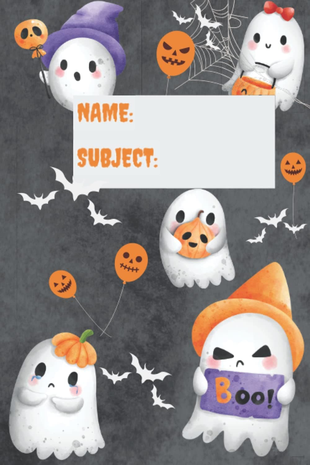 Cute Halloween Ghosts Composition Notebook: Cute Kawaii Halloween Ghosts Composition Notebook, Wide Ruled Notebook for Kids or Adults