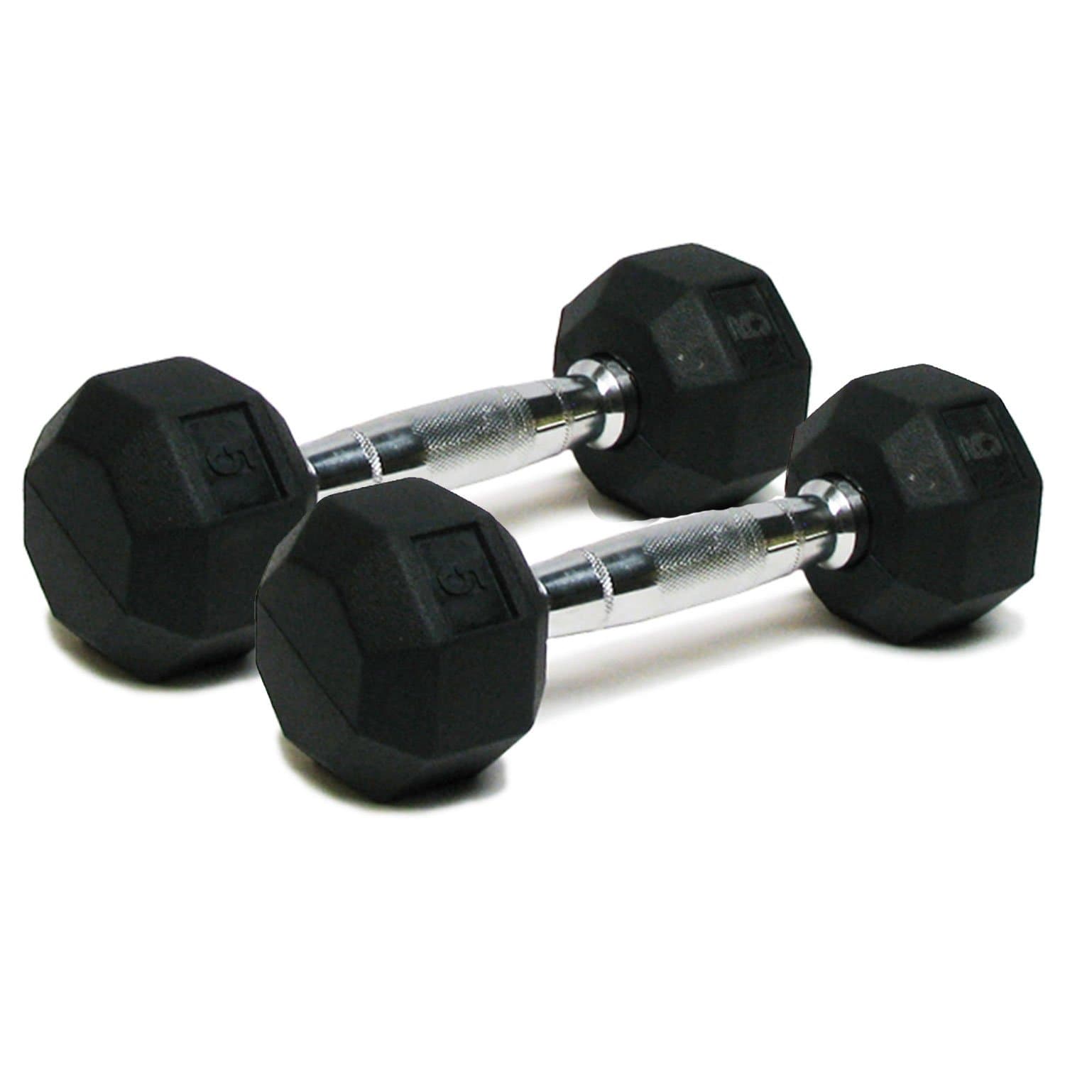 Dumbbells Hand Weights Set of 2 - Rubber Hex Chrome Handle Exercise & Fitness Dumbbell for Home Gym Equipment Workouts Strength Training Free Weights for Women, Men