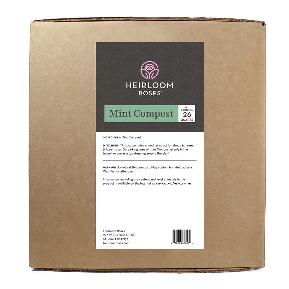 Heirloom Roses Mint Compost,100% Natural,Top Soil Amendment for Rose Planting, Rich in Micronutrients and Nitrogen for Garden Vegetables and Flowers, 26 Quart Box