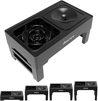 Raised Dog Bowl: 2-in-1 Leak-Proof Foldable Water Bowl & Slow Food Bowl wit h 4 Height Adjustable Bowl Stand for Large Medium Small Dogs & Pets at Home