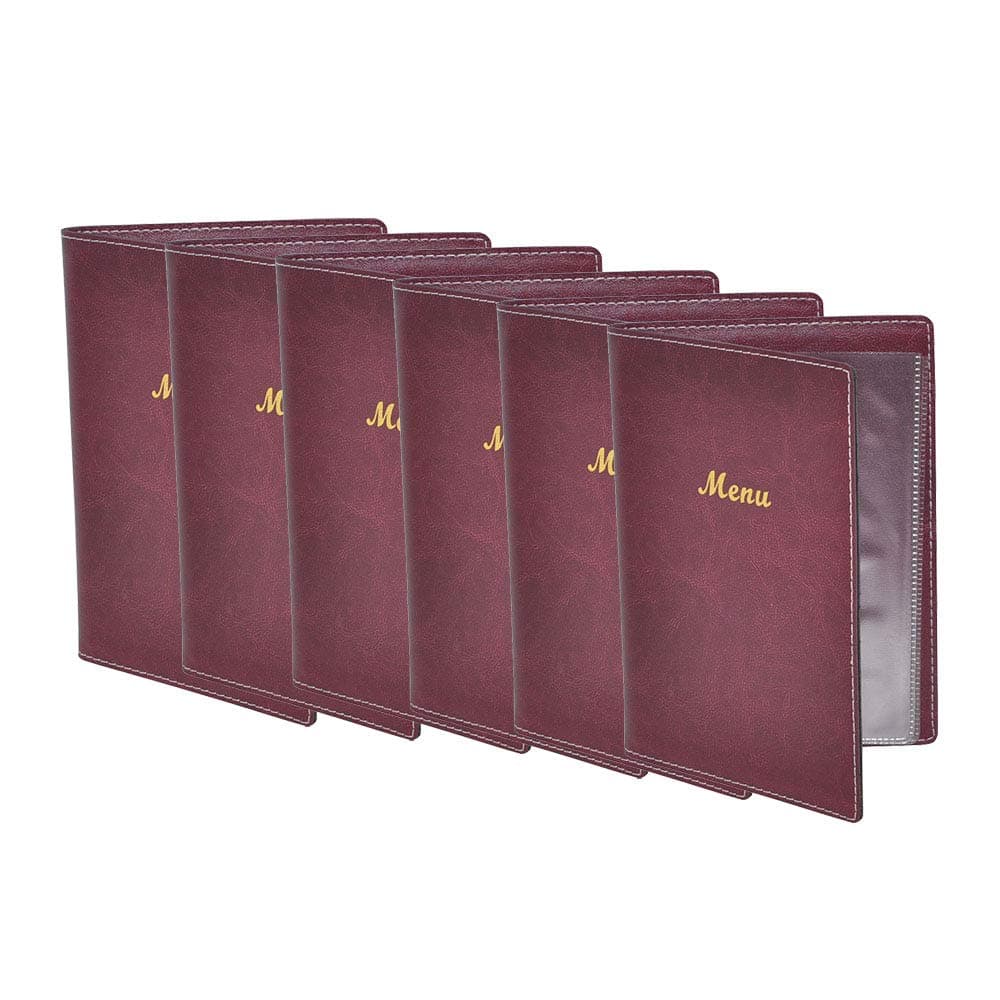 Leatherette Style Burgundy Menu Brochure Display Leaflet Cards Tableware Menu Cover Pack of 6 (A5)