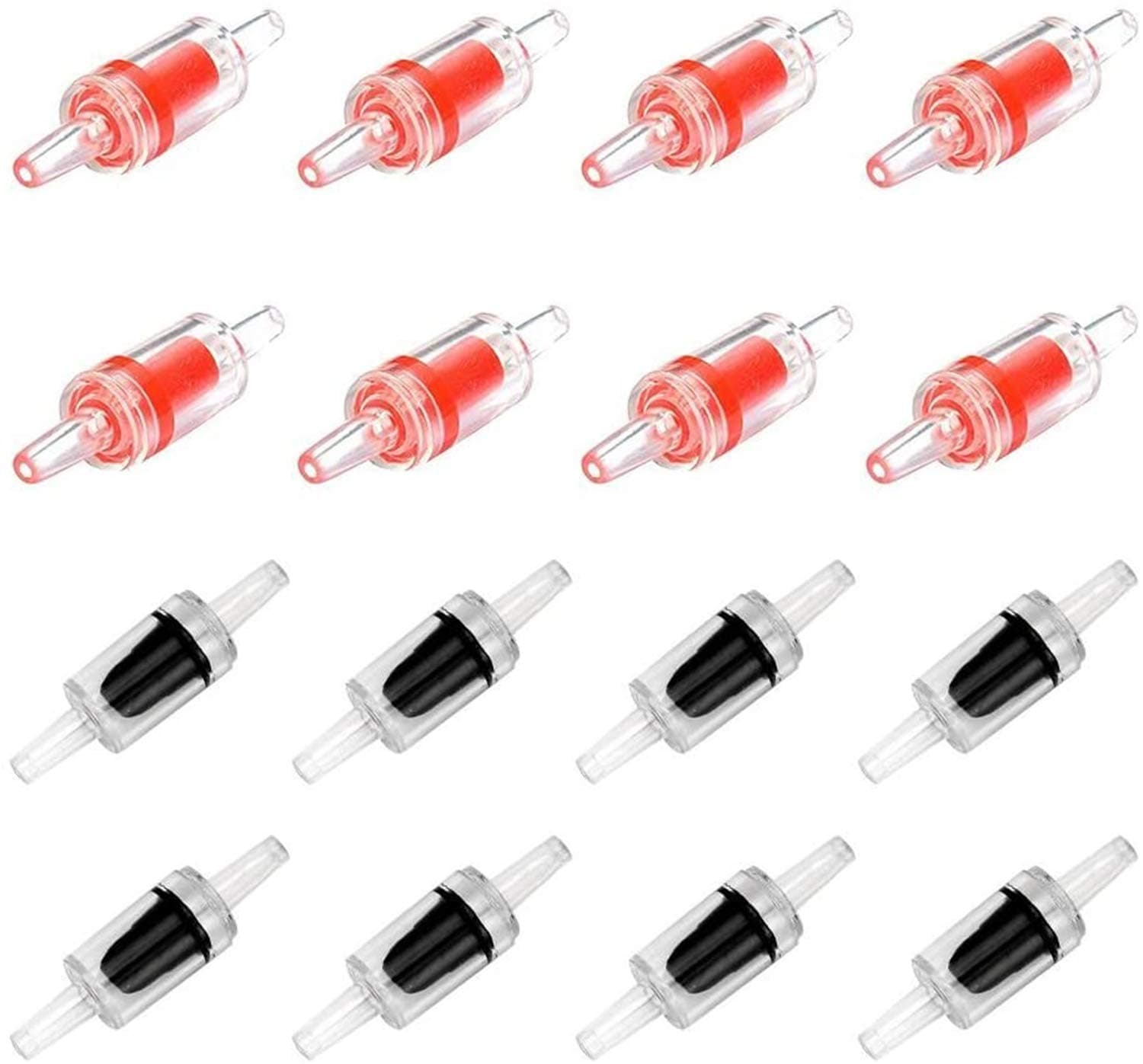 Aquarium Air Pump Check Valves Plastic One Way Non-Return Check Valves 16pcs Aquarium Air Pump Accessories for Fish Tank Air Line Tube Tubing Hose Pipe Fitting Black Red Air Pump Accessories