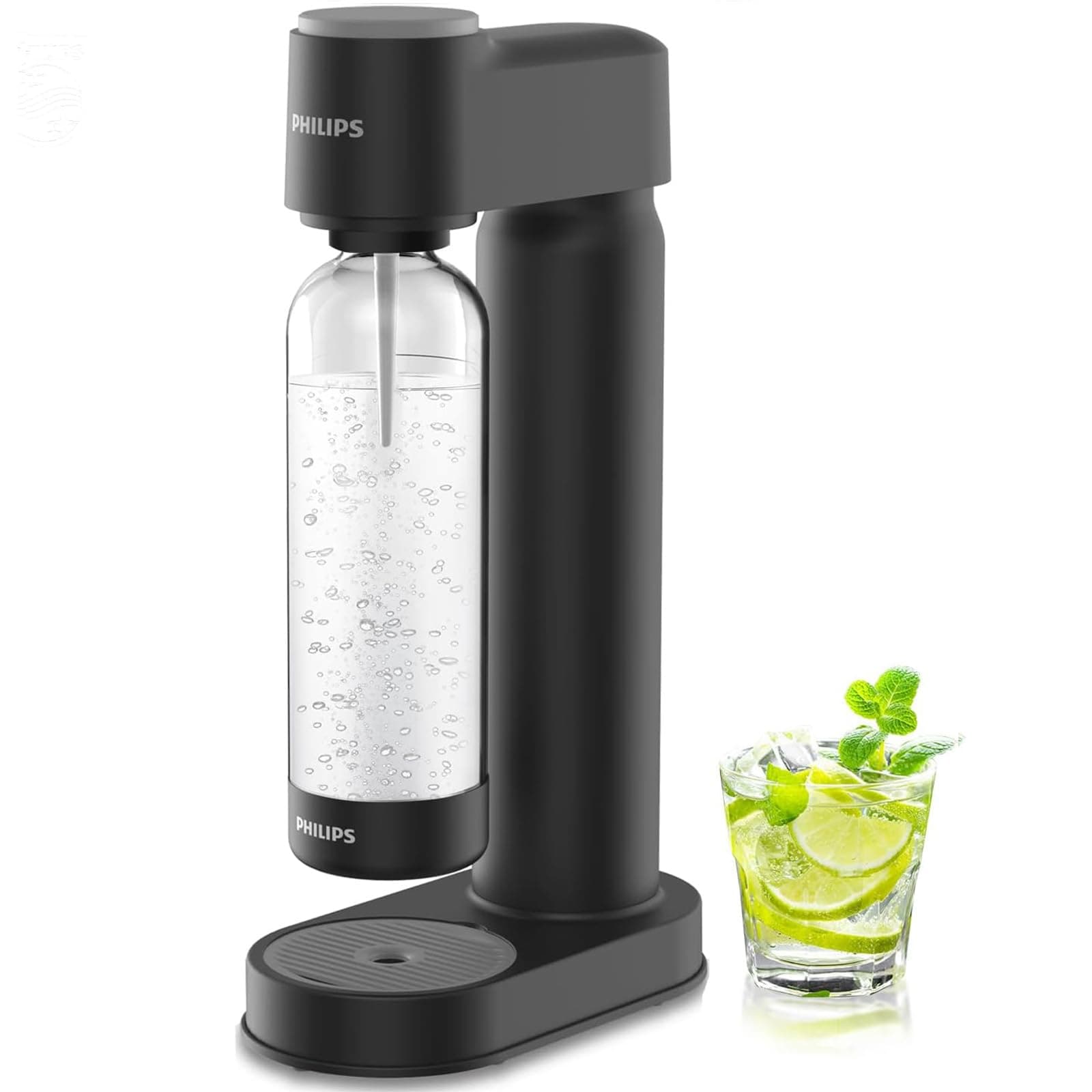 PHILIPS Sparkling Water Maker Soda Maker Soda Streaming Machine Quick Twist with 1L Carbonating Bottle, Seltzer Fizzy Water Maker, Compatible with Any Screw-in 60L CO2 Carbonator(NOT Included)