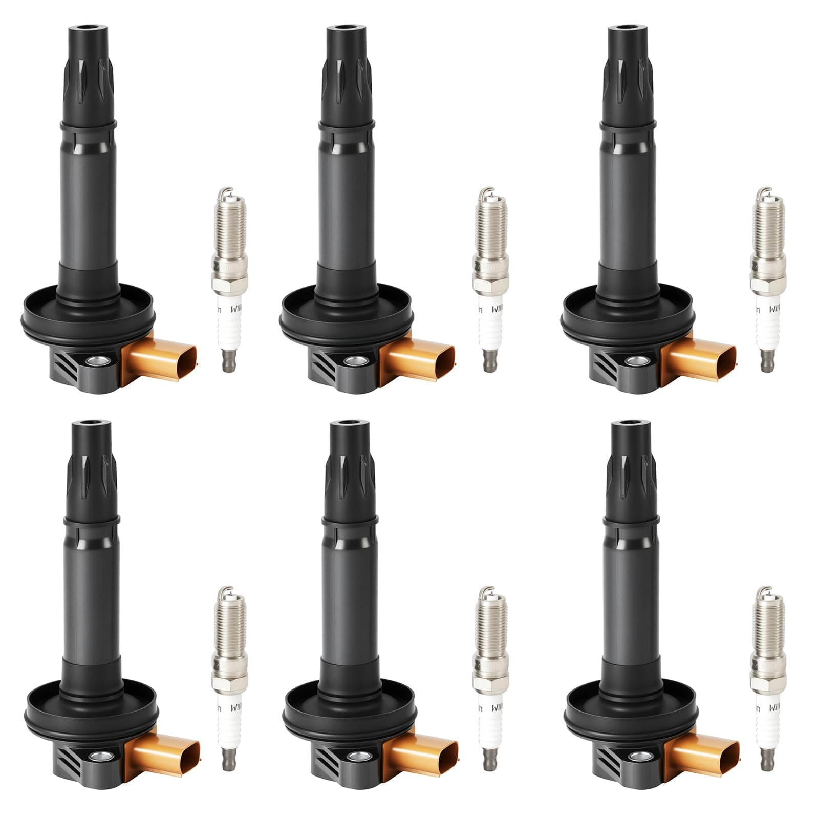 UF646 6pcs Ignition Coil Pack Iridium Spark Plugs Compatible with 2013-2024 Explorer Expedition F150 Flex Police Transit Taurus MKS MKT Navigator V6 3.5 Replaces DG549, 5C1871, 673-6300