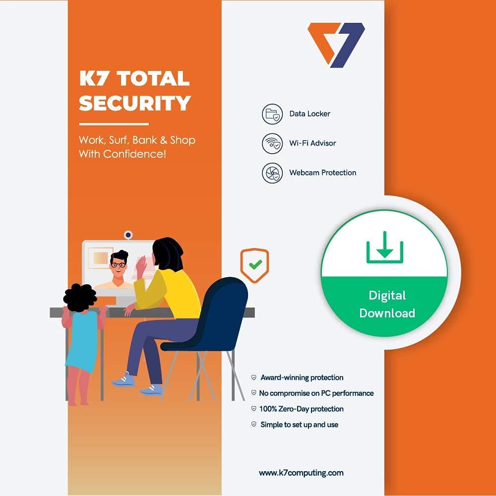 K7 | Total Security | 3 Devices | 3 Years | Email Delivery In 2 Hours | No CD
