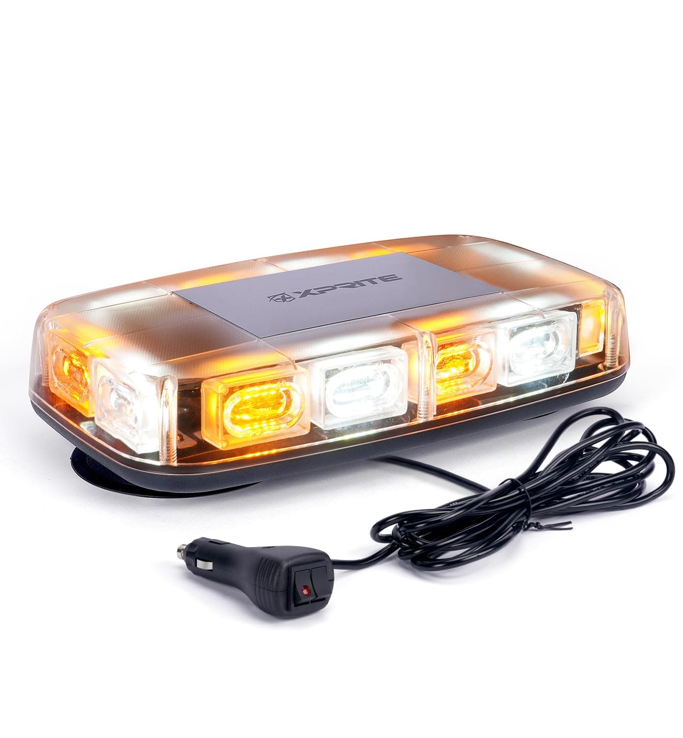 12" Roof Top Strobe Light, High Bright LED Emergency Flashing Beacon Light w/Magnetic Mount for 12V-24V Construction Vehicles, Truck, Snow Plow, Postal Car (Amber White)