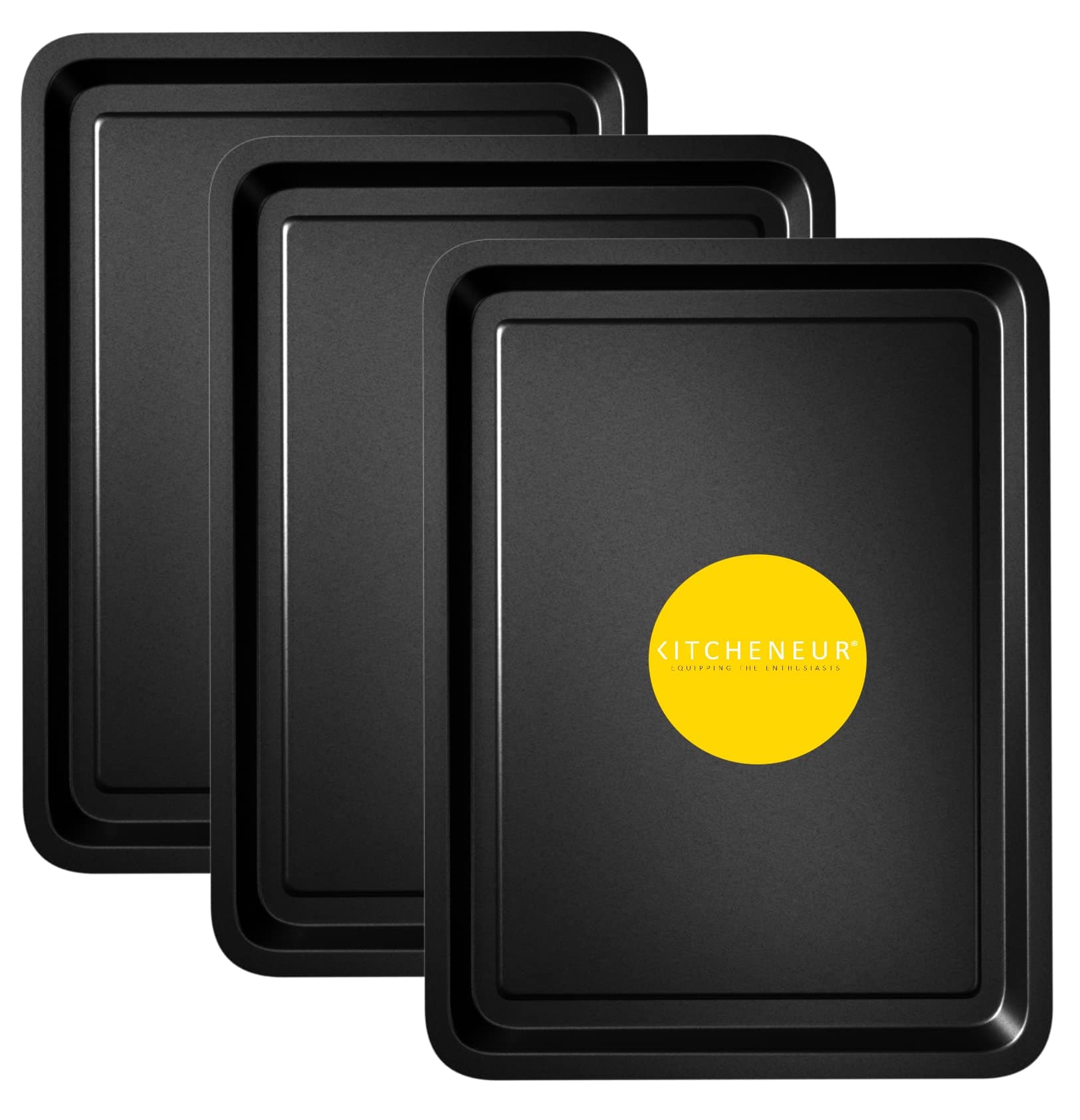 3-Pack - Essentials Baking Tray Set 32cm -Non-Stick Tin, Multi-Pack Set Oven Pan - Dishwasher Safe and Easy Clean by