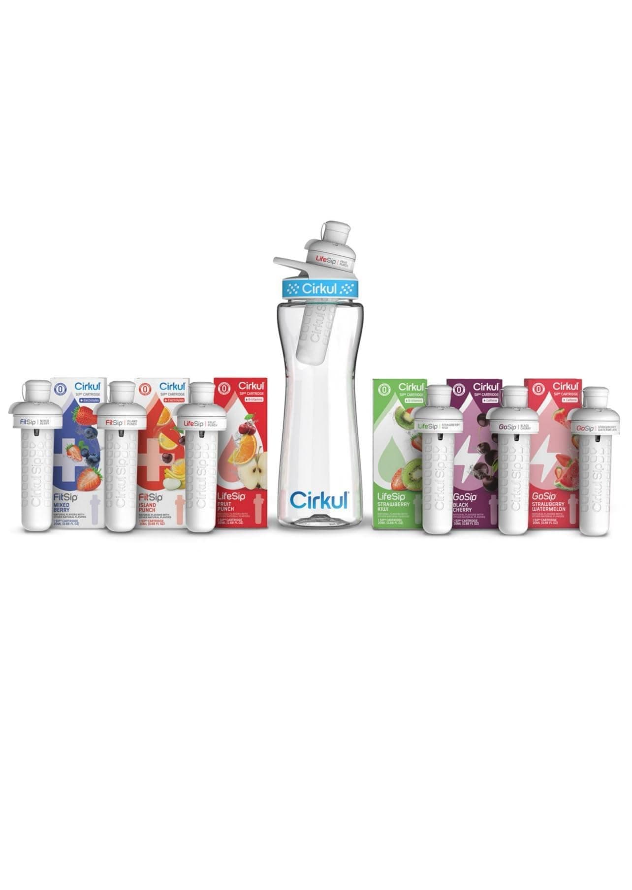 Cirkul 22-oz. Plastic Water Bottle Starter Kit With Blue Lid + 6 Flavor Cartridges