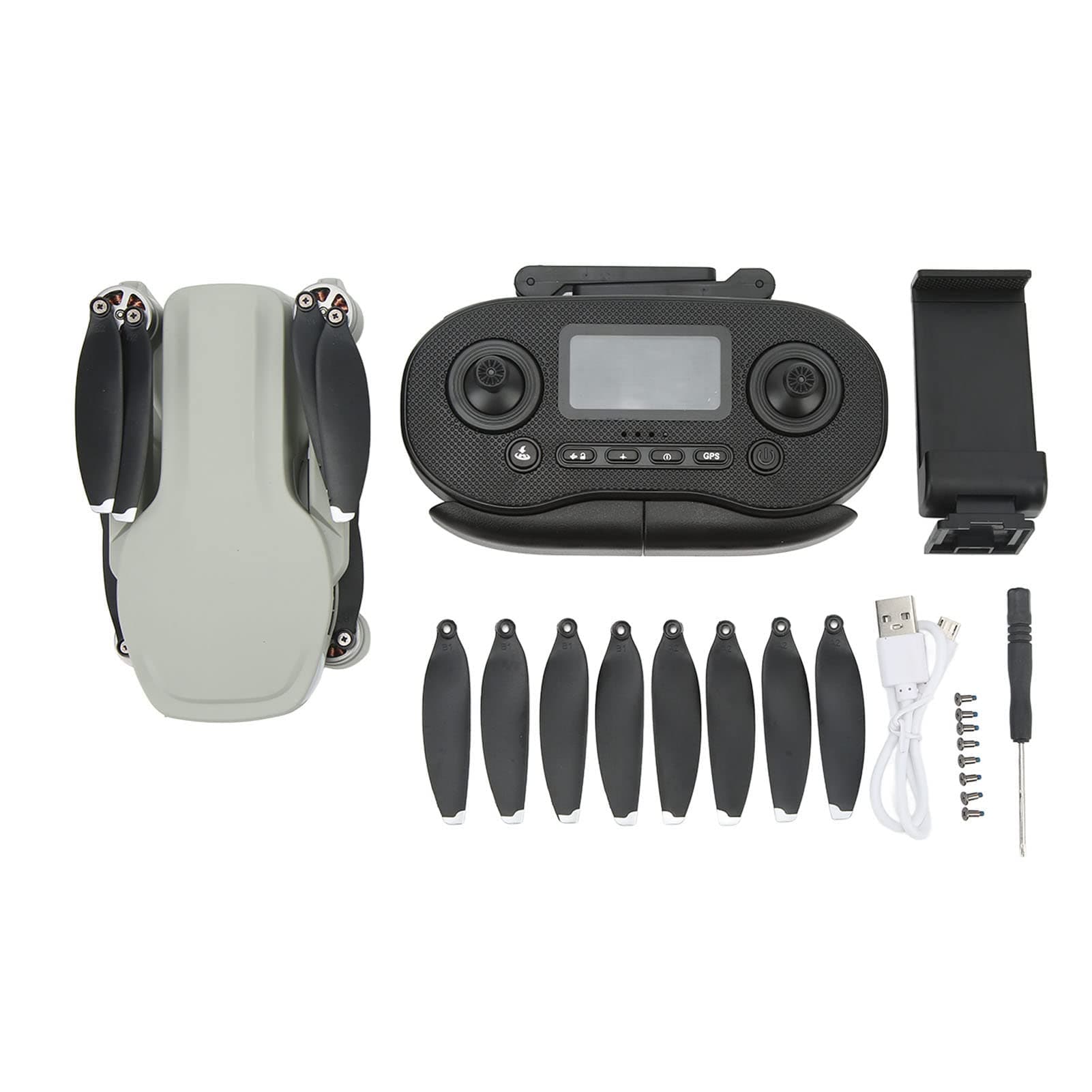 Kufoo Brushless RC Drone One Key Return GPS Smart Follow Gray 4K HD Camera RC Quadcopter Over 14 Years for Aerial Photography (Three Battery), Kufoopikaf4swu8-12