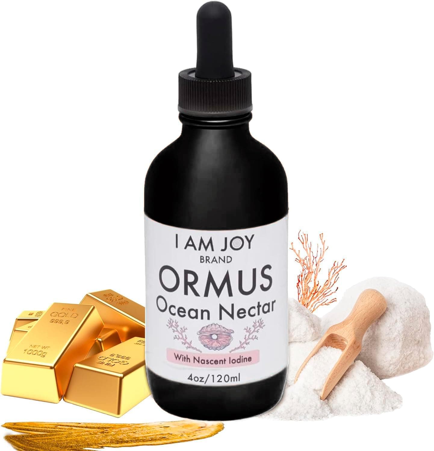 I Am Joy co. Ormus Ocean Nectar Monoatomic Gold with Iodine Designed to Decalcify the Pineal Gland, Support Thyroid and Increase Feelings of Alertness, Clarity of Thought and Energy 4oz