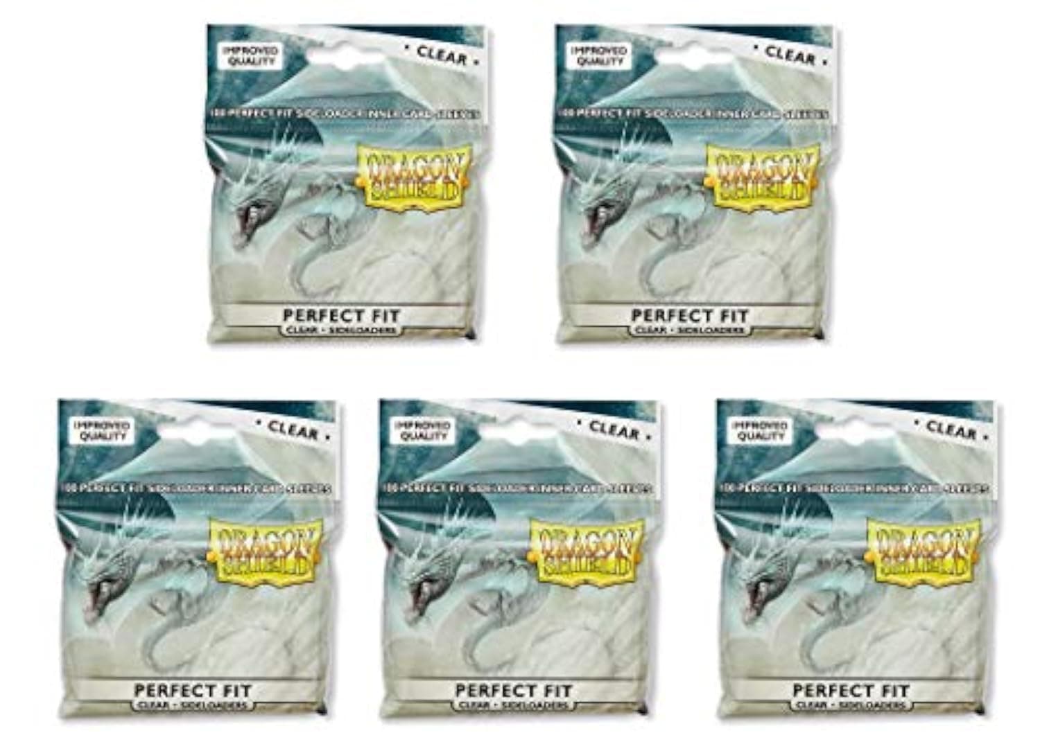 Dragon Shield 5 Packs Inner Sleeve Sideloader Clear Standard Size 100 ct Card Sleeves Value Bundle!