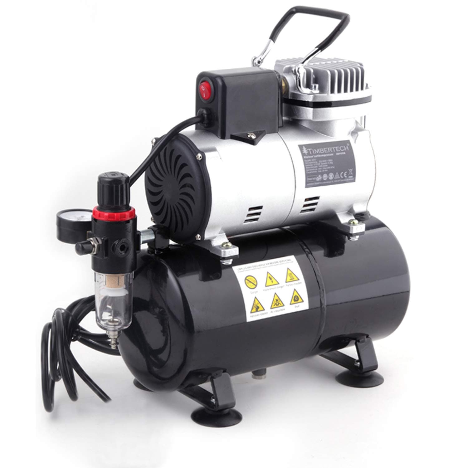 Professional Piston Oil-Less Quiet Airbrush Compressor with Cooling Fan ABPST08 for Hobby,Tattoo, Nail, etc.
