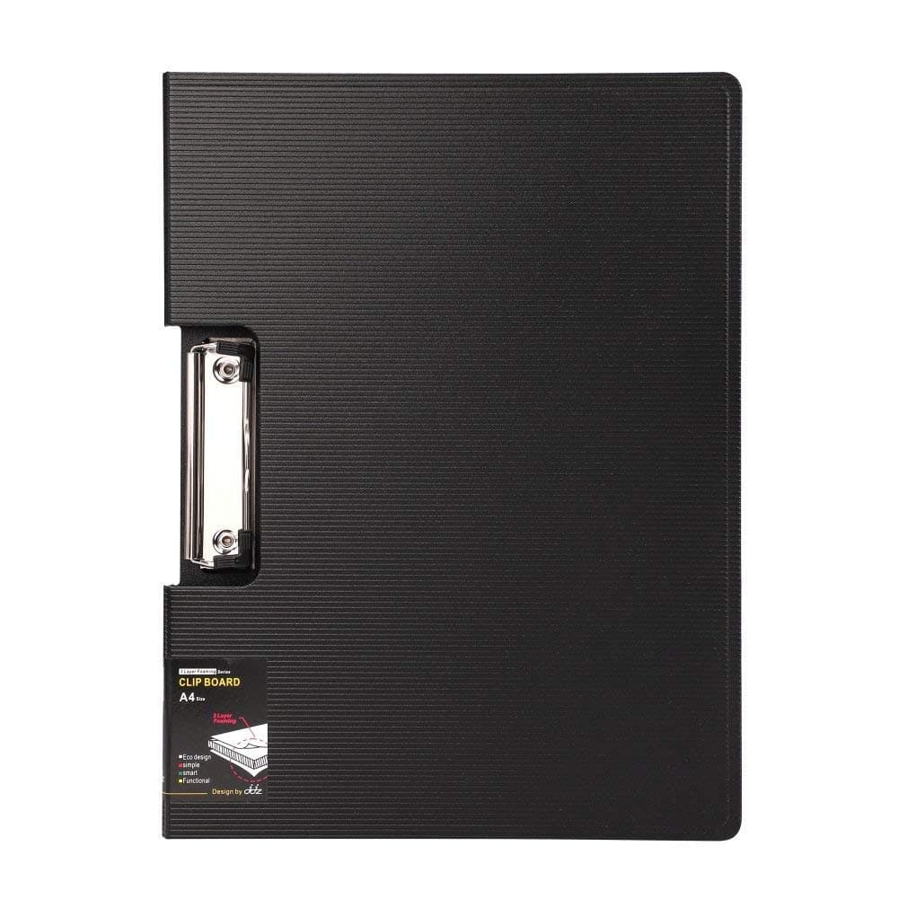 File Cover Folder Clipboard, Profile Clip File Folder, 360 Degree Flip Writing Pad, PP File Clipboard for A4 and Letter Size Business, Office, School Papers - Vertical, Black