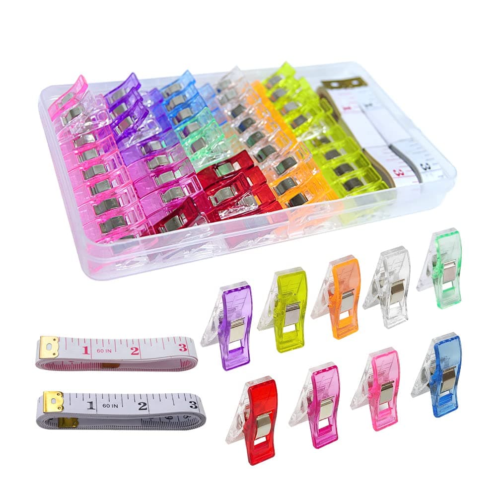VooGenzek 70 PCS Plastic Clips, Sewing Clips, Fabric Clips, Sewing/Quilting Accessories for Crocheting, Knitting, Crafting, 9 Colors