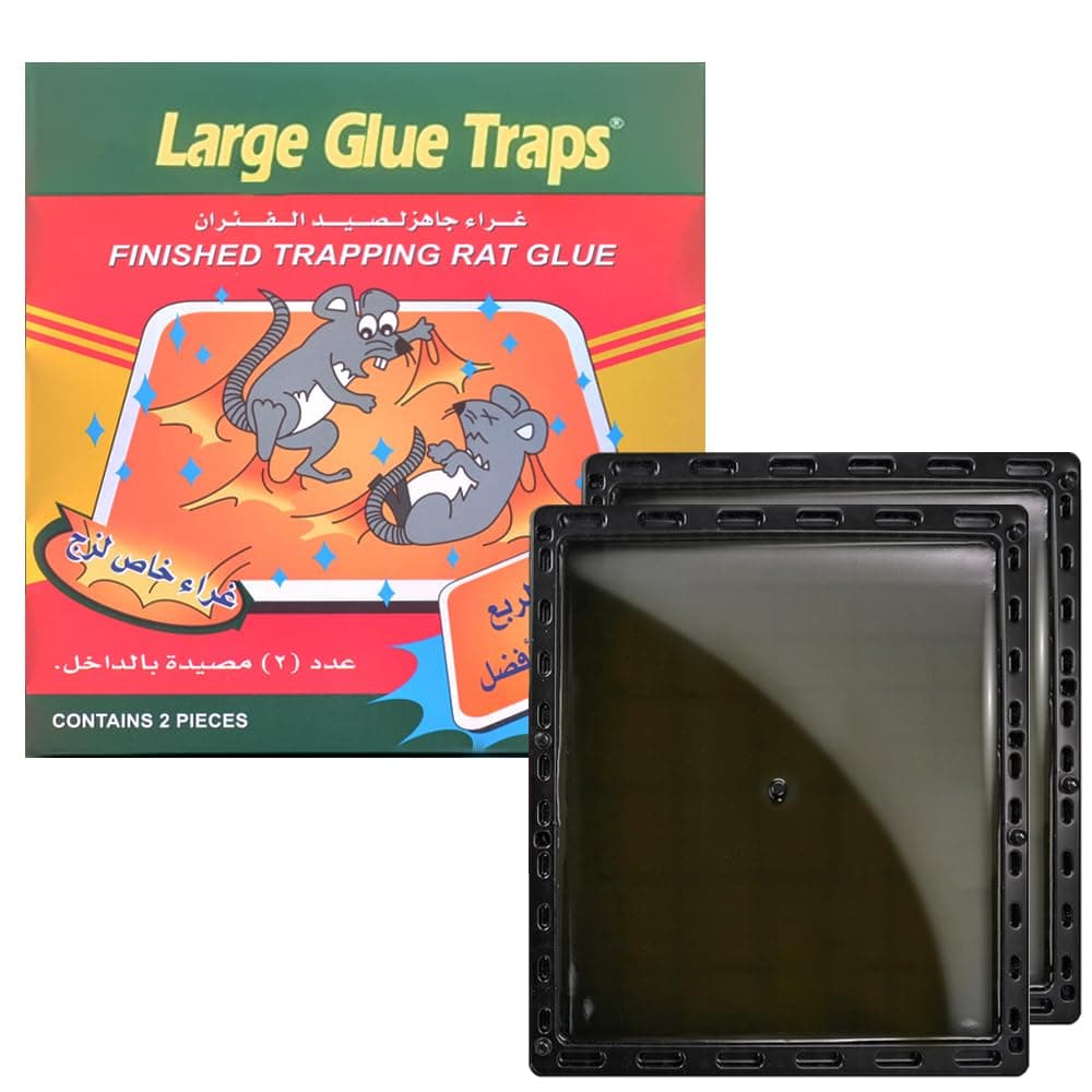 HEXAR Large Mouse Trap Rat Glue Trap Super Sticky Adhesive Glue 2 Square Traps for Mice Cockroaches Spiders Pests for Home Office Pest Control