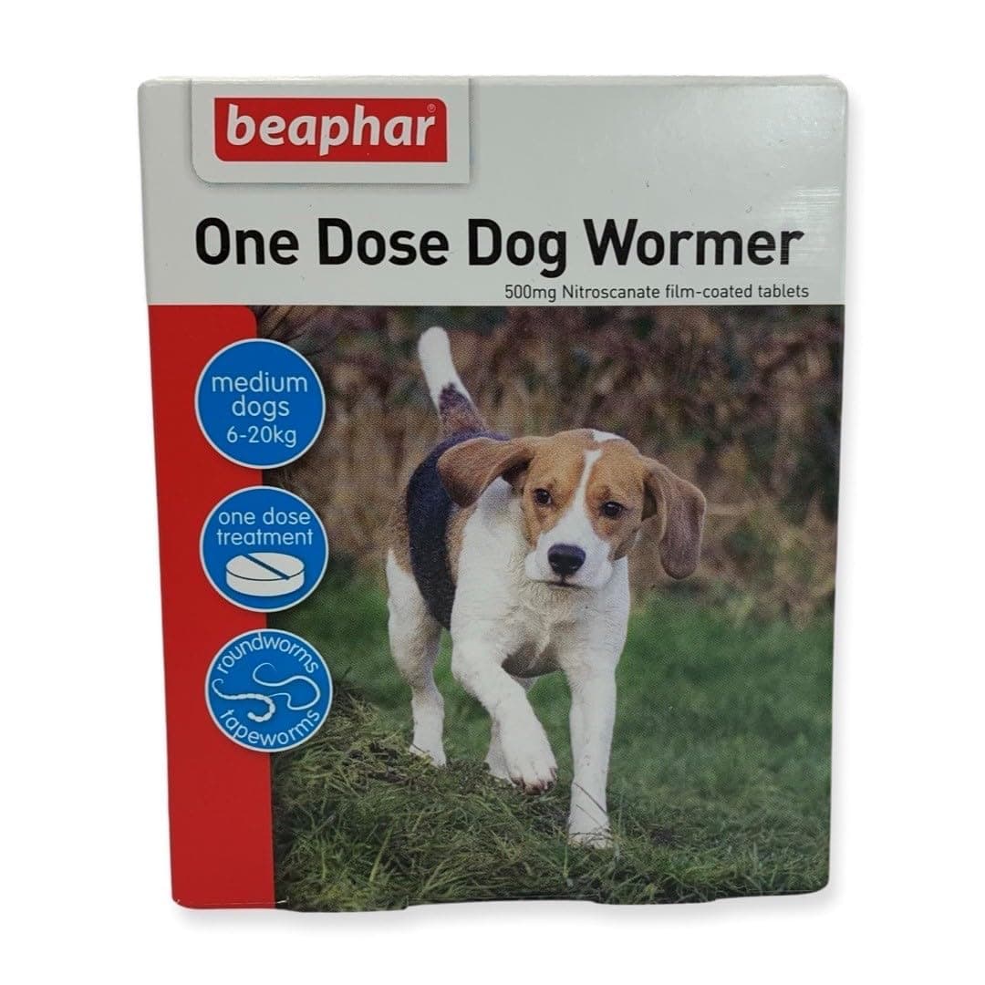 Beaphar One Dose Wormer Small Medium and Large Dogs Dog Worming Tablets (Medium Dogs 6-20 kg)