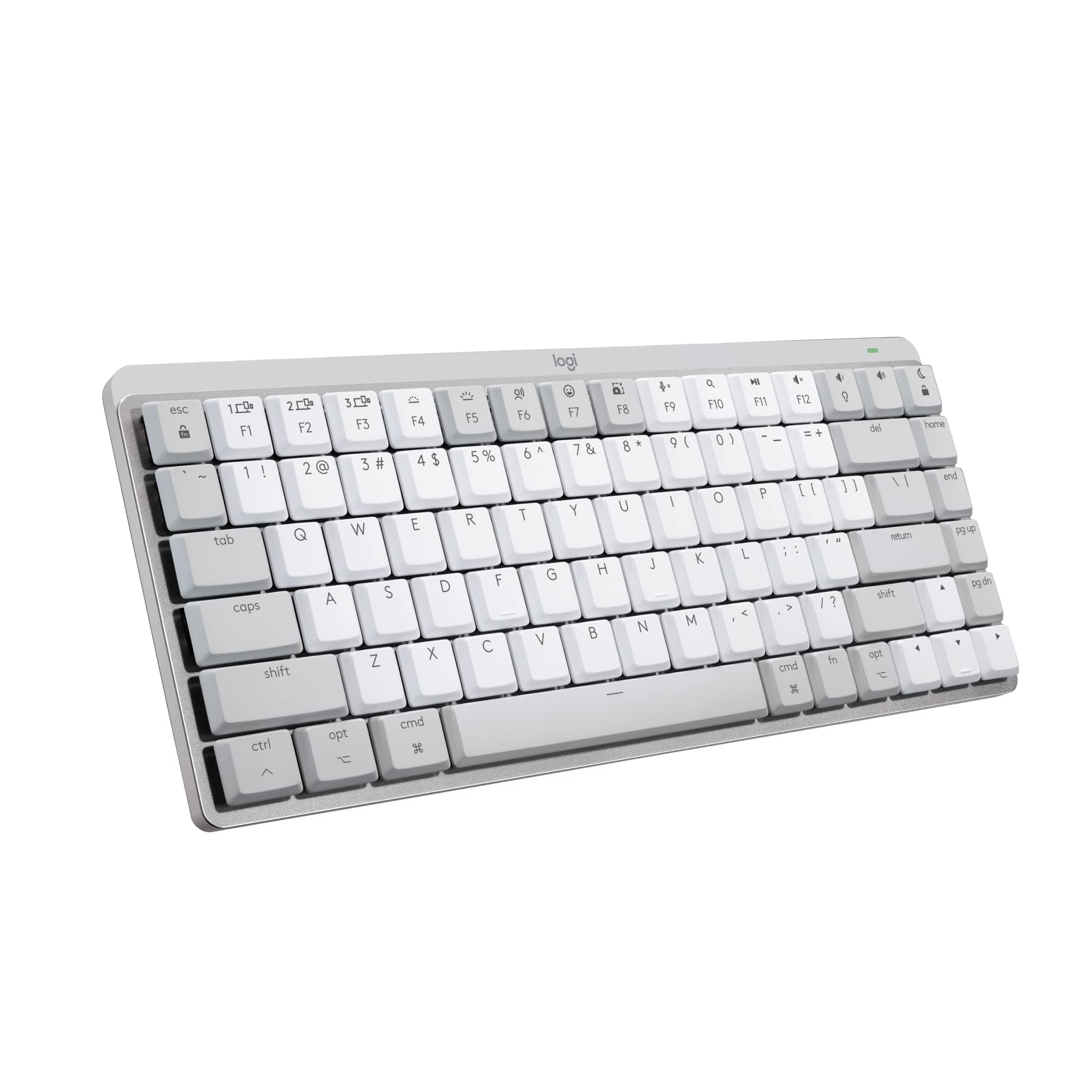MX Mechanical Mini for Mac Wireless Illuminated Keyboard, Low-Profile Performance Switches, Tactile Quiet Keys, Backlit, Bluetooth, USB-C, Apple, iPad - Pale Grey