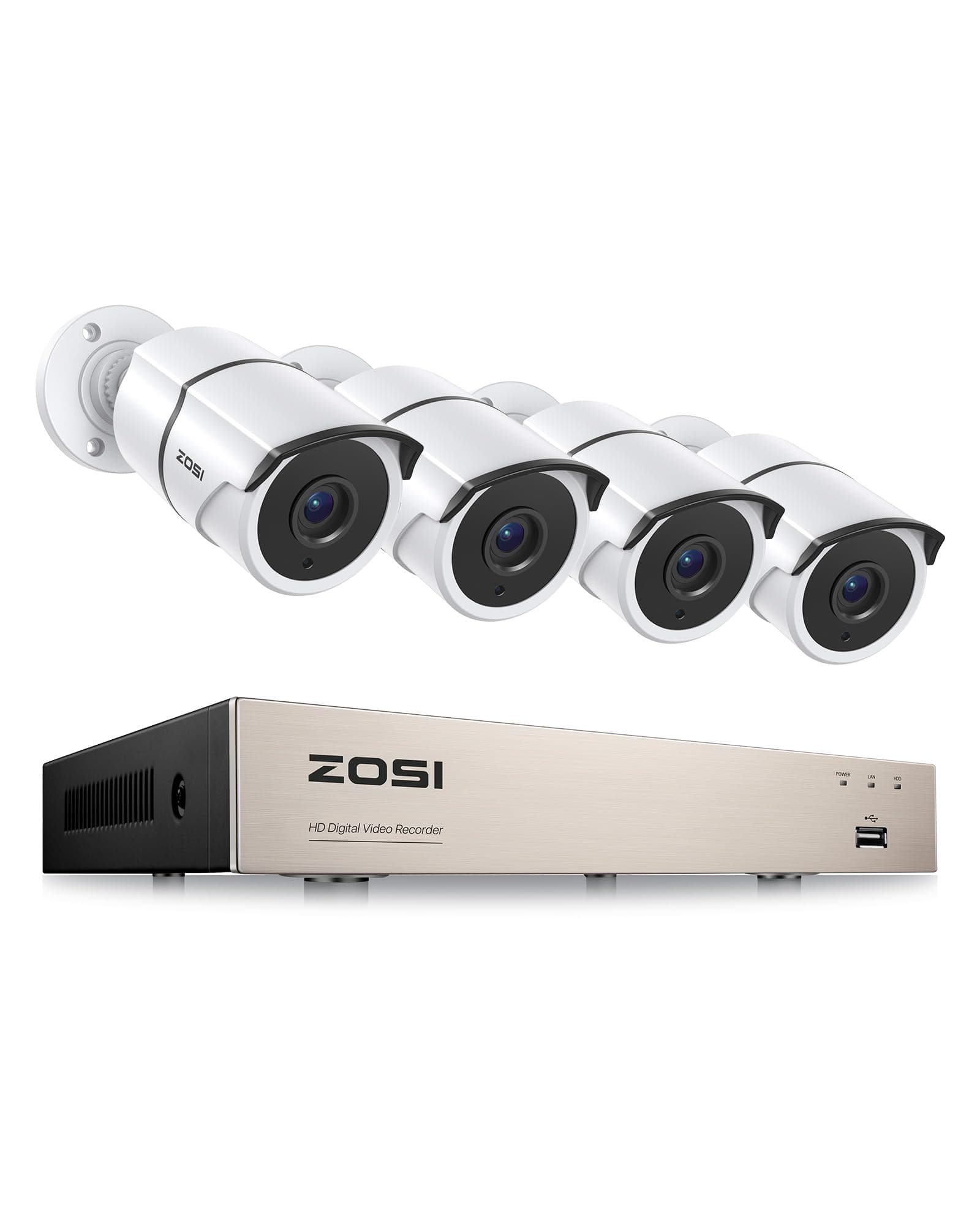 ZOSI 8CH 5MP Lite Home Security Camera System with 1-Way Audio,4x 1080p Metal Indoor Outdoor Cameras,AI Human/Vehicle Detection,Night Vision,Remote Access,H.265+ 8-Channel CCTV DVR No Hard Drive