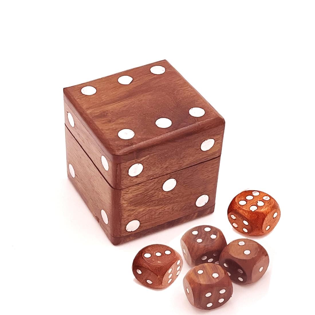 - Wooden Cube Set for Ludo - Includes 1 Big Dice and 5 Small Ludo Dice - Natural Wood - Useful for Board Games, Family Fun, and Game Night Essentials