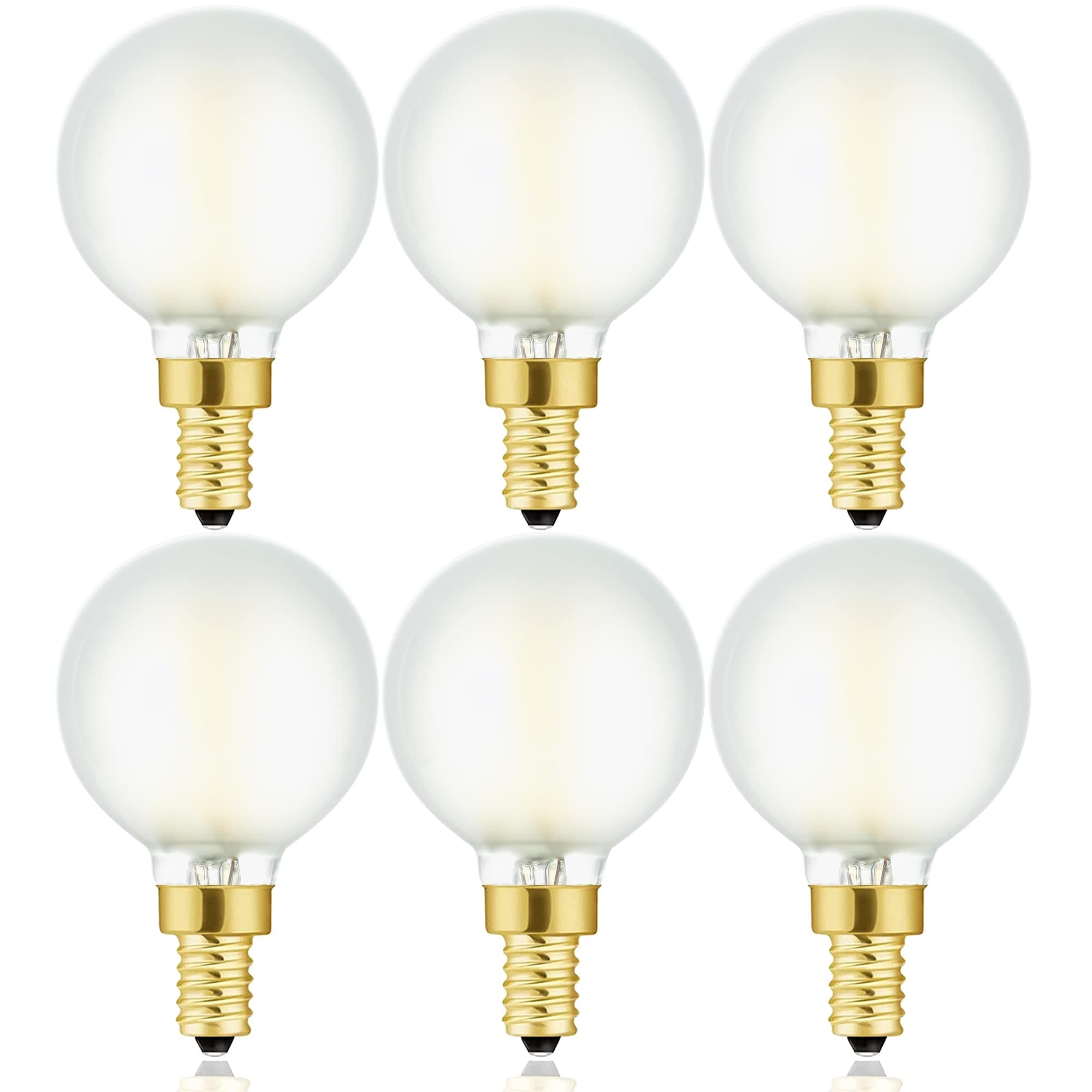 Leools Dimmable G16.5 LED Frosted Bulbs,4W Equal 40 Watt Light Bulb,400lm,Soft White 3000K,Frosted Glass,E12 Globe Light Bulb for Pendant,Vintage LED Filament Candle Bulb with Decorative,6Pcs
