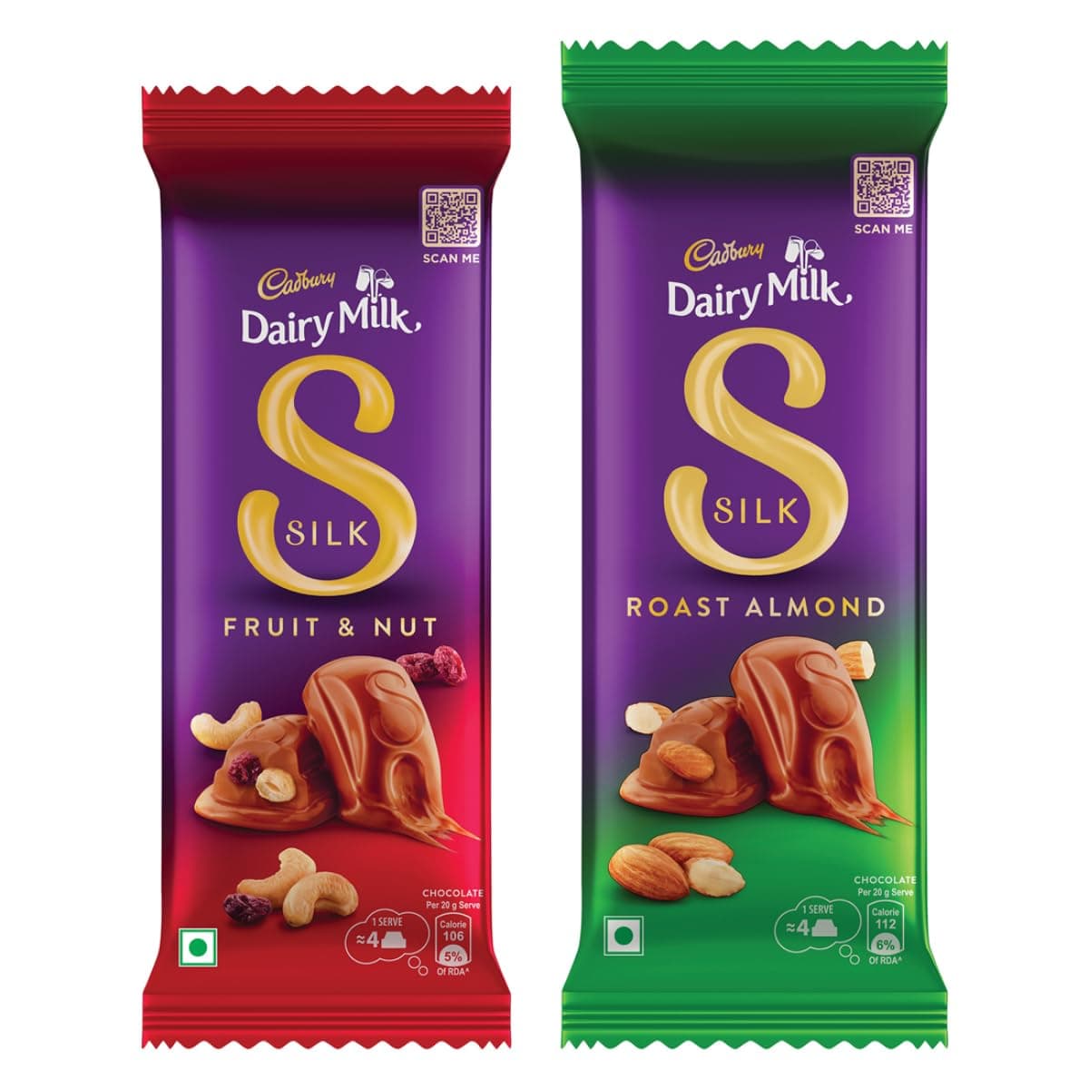 Cadbury Dairy Milk Silk Chocolate Bar Large Combo (Silk Fruit & Nut 137 g, Silk Roast Almond 143 g), 280 g