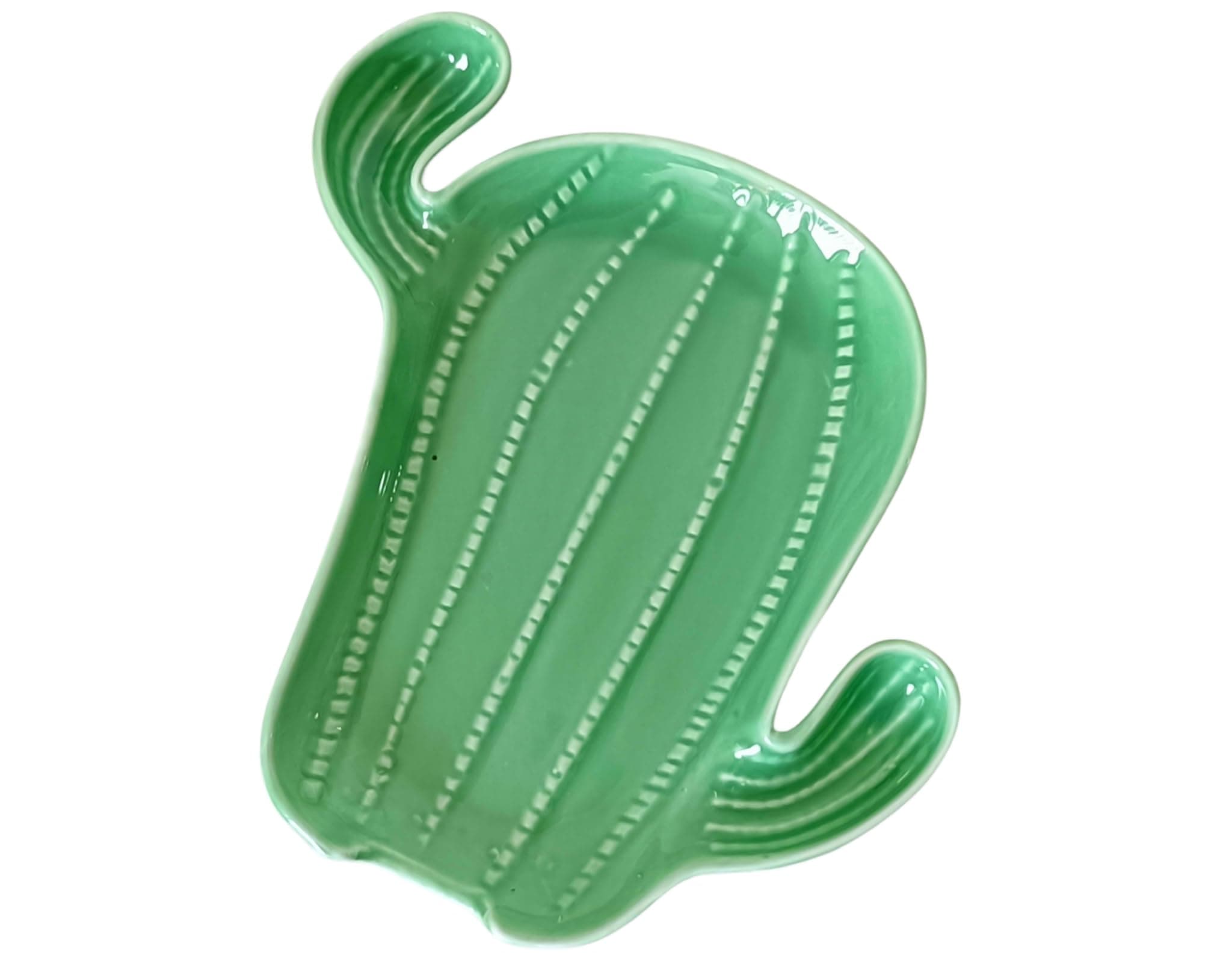 Ceramic Spoon Rest for Stove Top, Cactus Cute Spoon Rest for Kitchen Counter, Cooking Spoon Holder for Kitchen Counter, Utensil Rest for Spoon Spatula Ladle or Tong (Green Cactus)