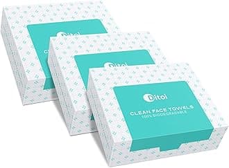 Ditoi Face Towels, 10"×12" Disposable Face Towel, Face Towelettes XL, Ultra Soft Makeup Remover Dry Wipes, Thick Face Towel for Travel, 45 Count (3 Pack)