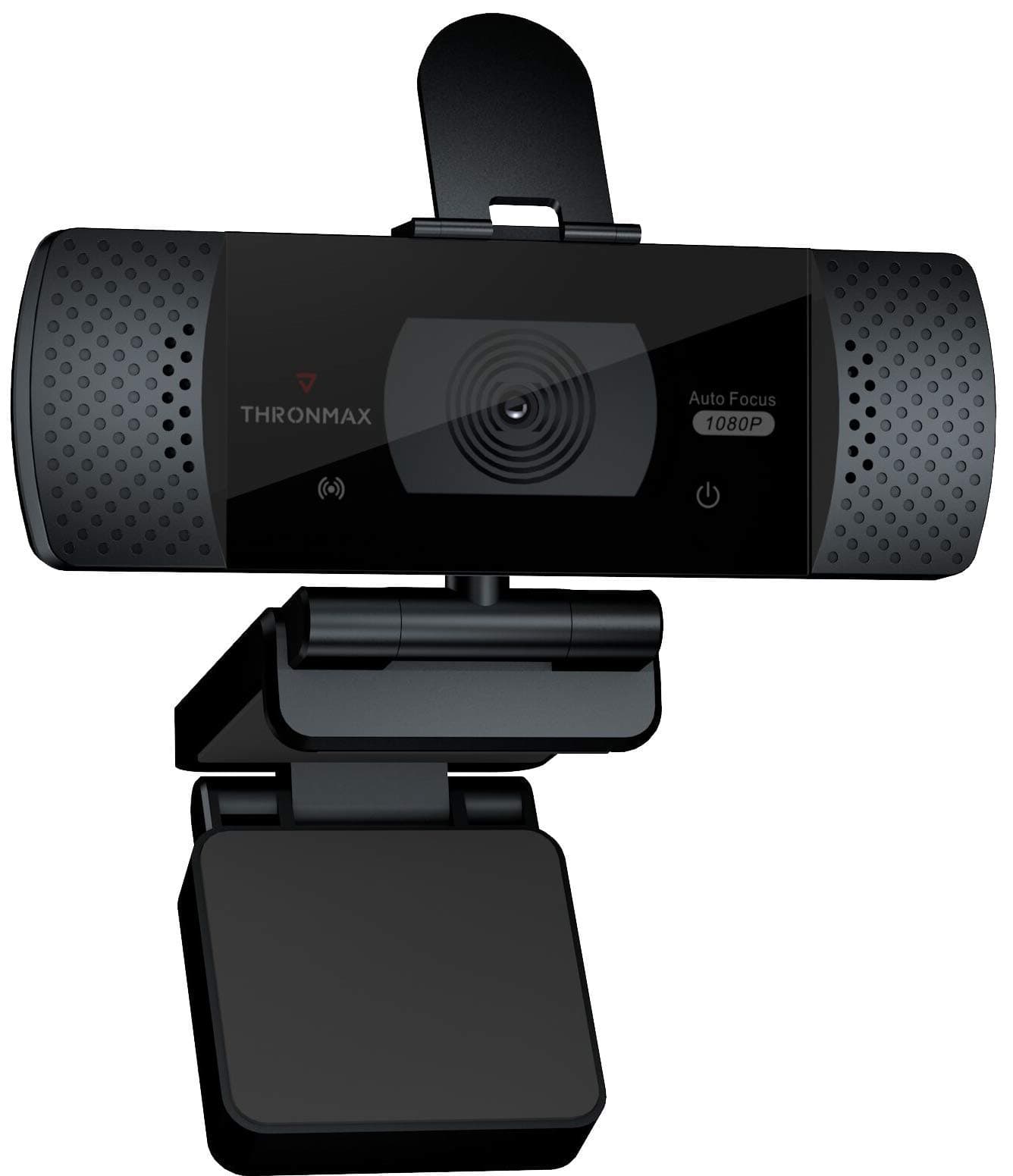 THRONMAX Stream GO X1 PRO 1080P Full HD Webcam with Auto Focus, Built-In Noise-Reducing Dual Microphone, Automatic Low Light Correction, 90 Degree View, Plug and Play USB Camera & Tripod Stand - Black