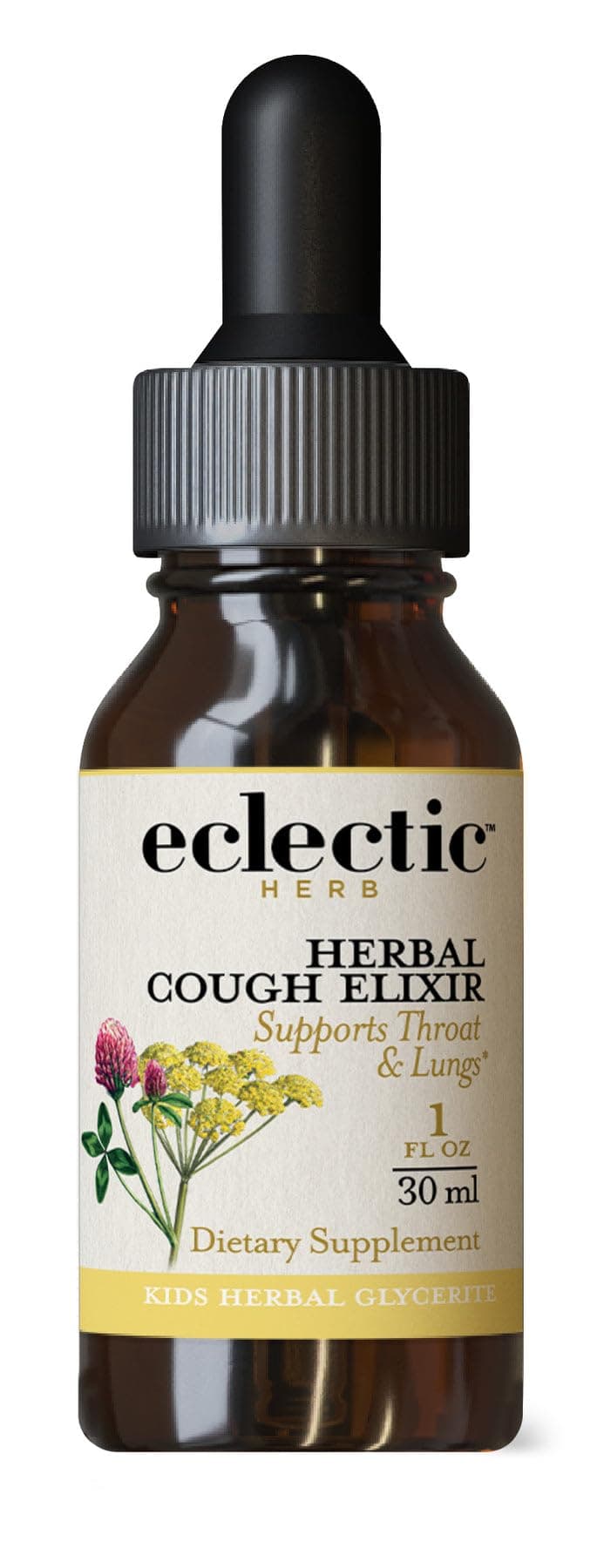Herbs For Kids, Herbal Cough Elixir, Black Cherry Flavored, 1 fl oz (30 ml)