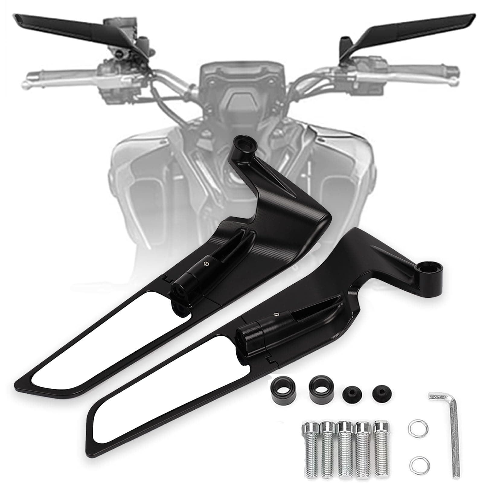 Motorcycle Mirrors Adjustable Rotating Rear View Mirror Stealth Wind Wing Side Mirror for Z400 Z650 Z900 1290 Super Duke R Evo ABS 390 Duke Street Bike (Normal)