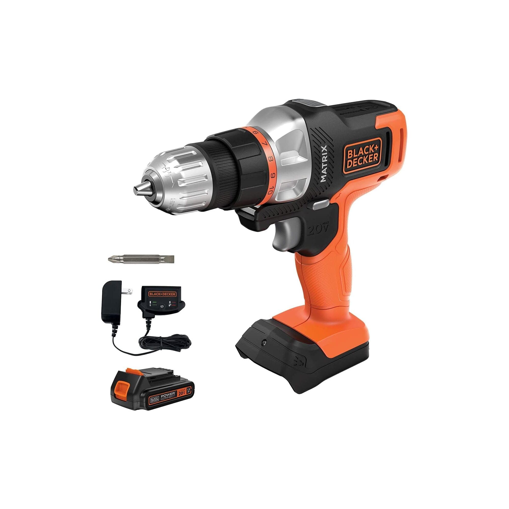 BLACK+DECKER 20V MAX Matrix Quick Connect System, Cordless Lithium Power Drill and Driver, Battery Included (BDCDMT120C)