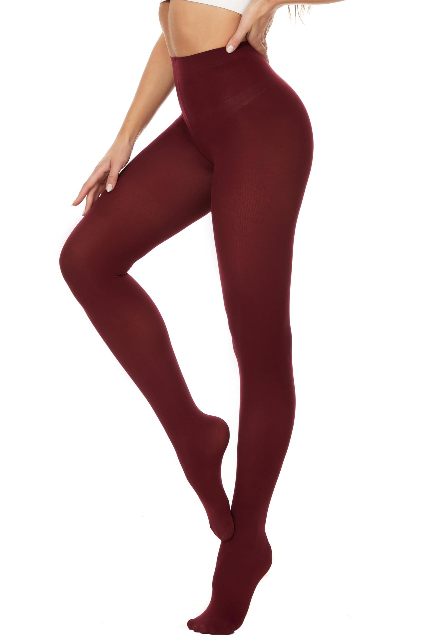 DUCMODA Womens 80 Denier Opaque Tights, Women's Soft Solid Color Footed Pantyhose, High Waist Stocking with 30+ Colors