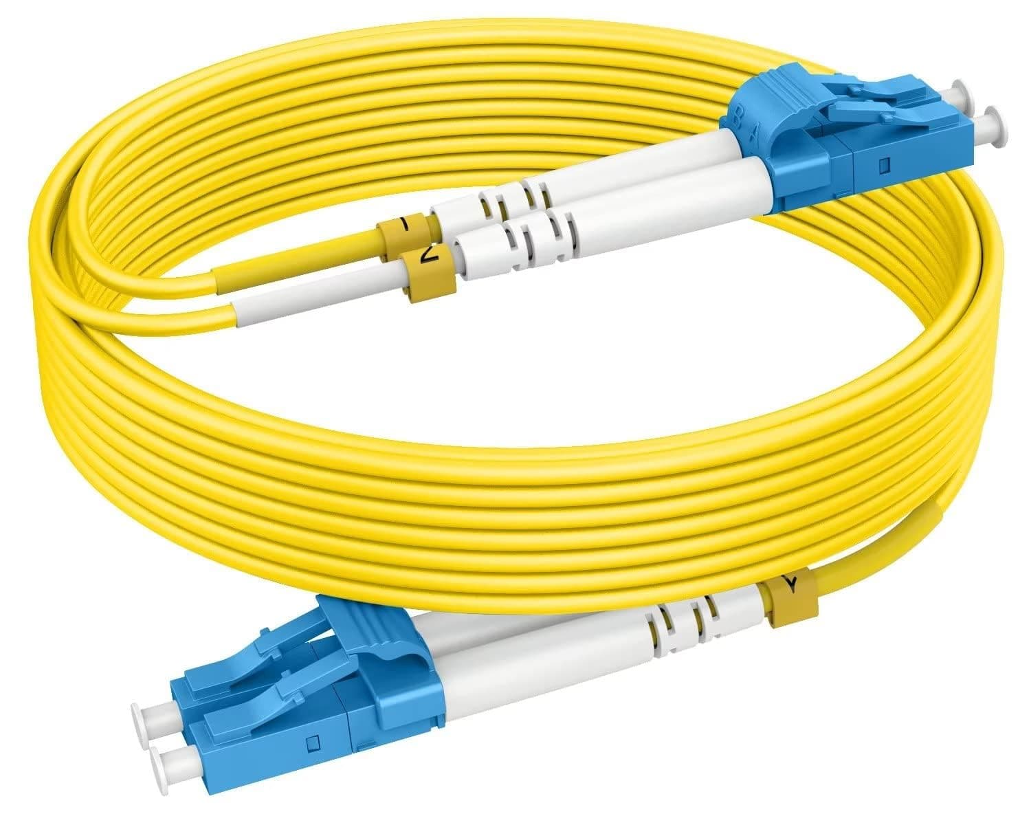 5m(15ft) Single Mode Fiber Patch Cables OS2 LC to LC, Options 7inch~1000ft, SM Singlemode Fiber Optic Cable 10G SMF LSZH Duplex 9/125μm OD 2.0mm (10pack), 𝙍𝙖𝙢𝙗𝙤𝘾𝙖𝙗𝙡𝙚𝙨
