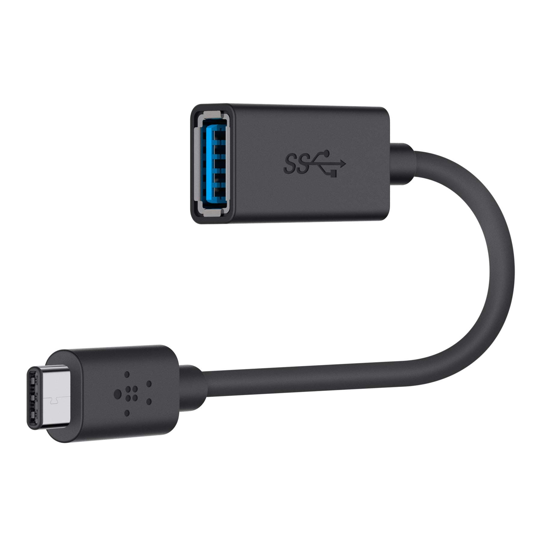 F2CU036btBLK USB-IF Certified 3.0 USB Type C (USB-C) to USB A Adapter, Compatible with USB-C Devices Including New MacBook and ChromeBook Pixel