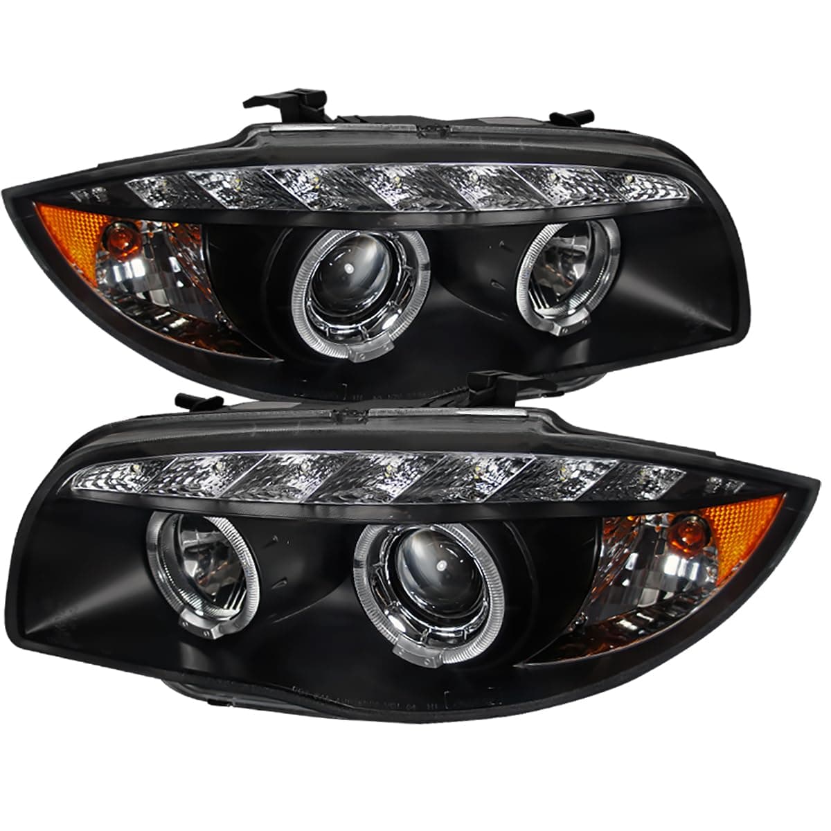 Carpartsinnovate Fits 07-13 E81 E82 E87 E88 1-Series LED Halo Black Projector Headlights