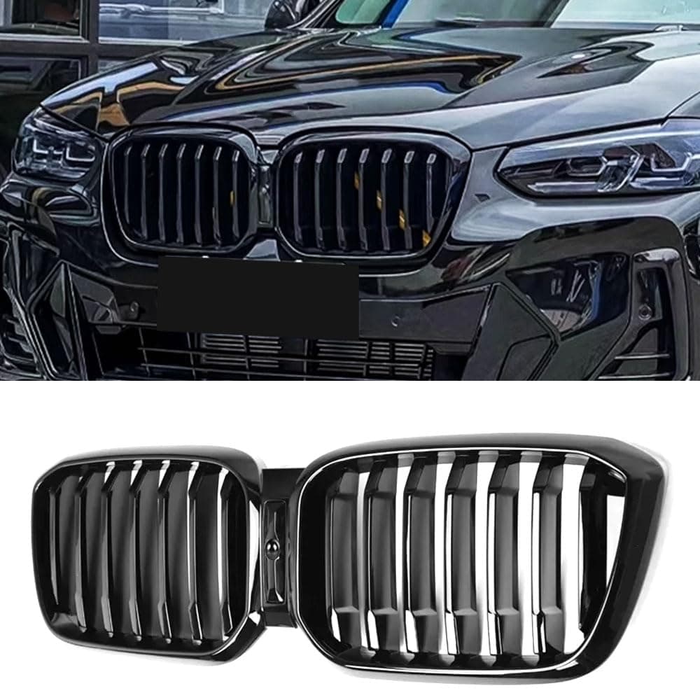MAXDOM Replacement Front Upper Grill Fit for BMW (2022-2024) X3 G01 X4 G02 LCI – Gloss Black Single Slat ABS Grille