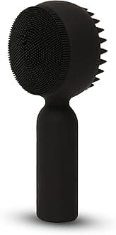 Silicone Facial Cleansing Brush 2 in 1 Silicone Facial Scrubber Manual Exfoliating Facial Brush Face Cleanser Face Exfoliator Ultrafine Bristles for Sensitive Skin Easy to Clean Lather Well (Black)