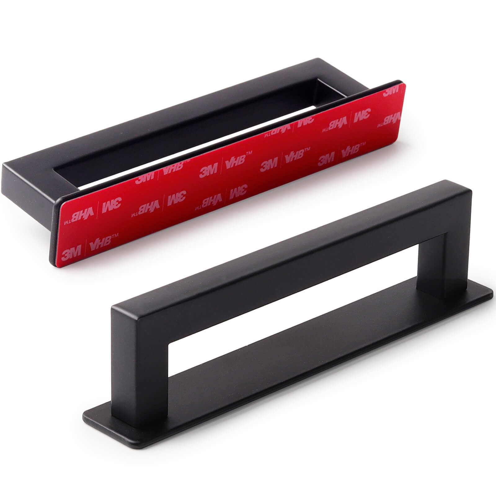 RVPEKUPE 2-Pack Adhesive Cabinet Handles Stick On Handle Self Stick Drawer Pulls No Drill Cabinet Pulls for Cabinet Closet Glass Sliding Shower Door Handle - 6", Black