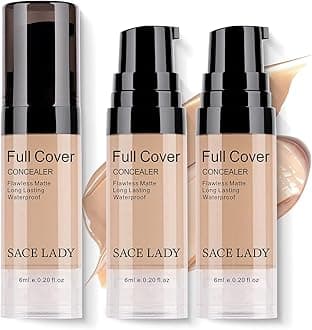 2 Colors Pro Full Cover Liquid Concealer Set, Waterproof Smooth Matte Flawless Concealer Foundation Corrector Kit for Eye Dark Circles Spots Face Concealer Makeup Base, 2 * 6ml/0.20Fl Oz