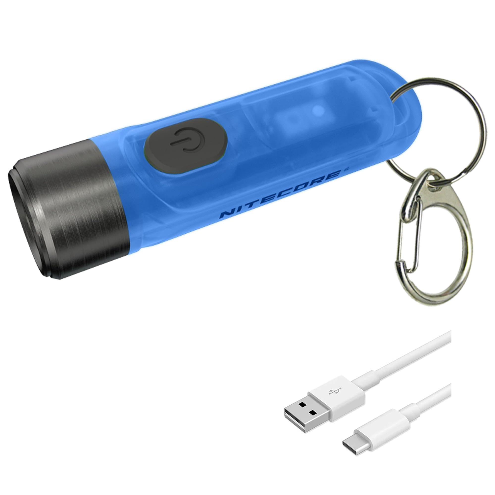 Nitecore Tiki GITD Blue Keychain Flashlight with UV & High CRI Light, 300 Lumen Everyday Carry EDC USB-C Rechargeable with Charging Cable