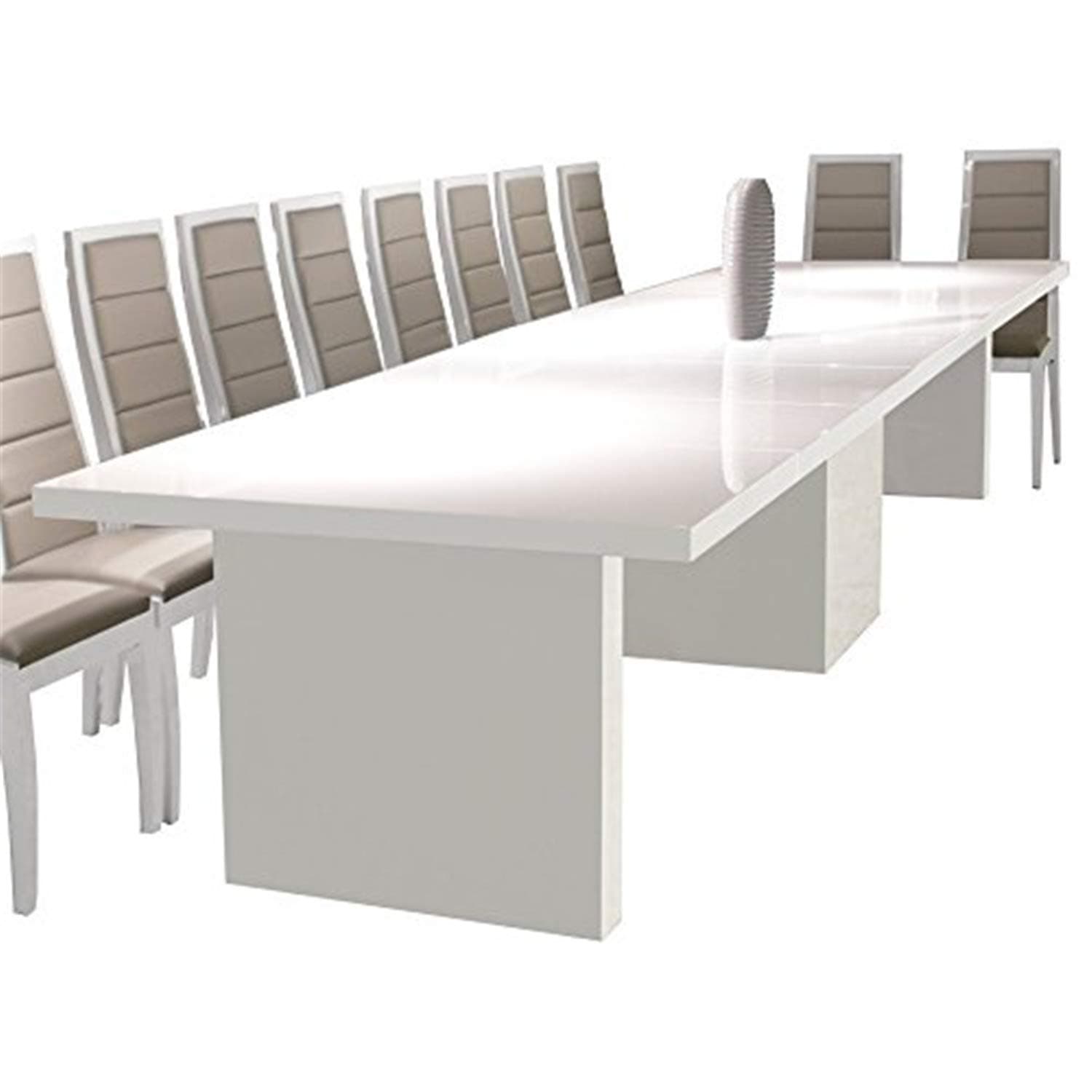 Largo Extendable White Lacquer Dining Table White Lacquer