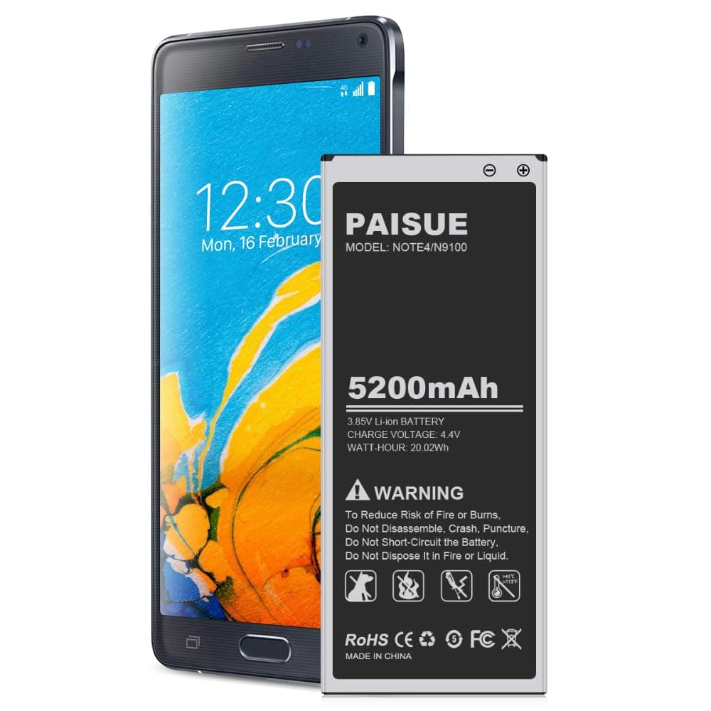 LCLEBM [5200mAh] Galaxy Note 4 Battery, Upgraded High Capacity Replacement Battery for Samsung Galaxy Note 4 N910 N910U N910V N910T N910A N910P Note 4 Battery