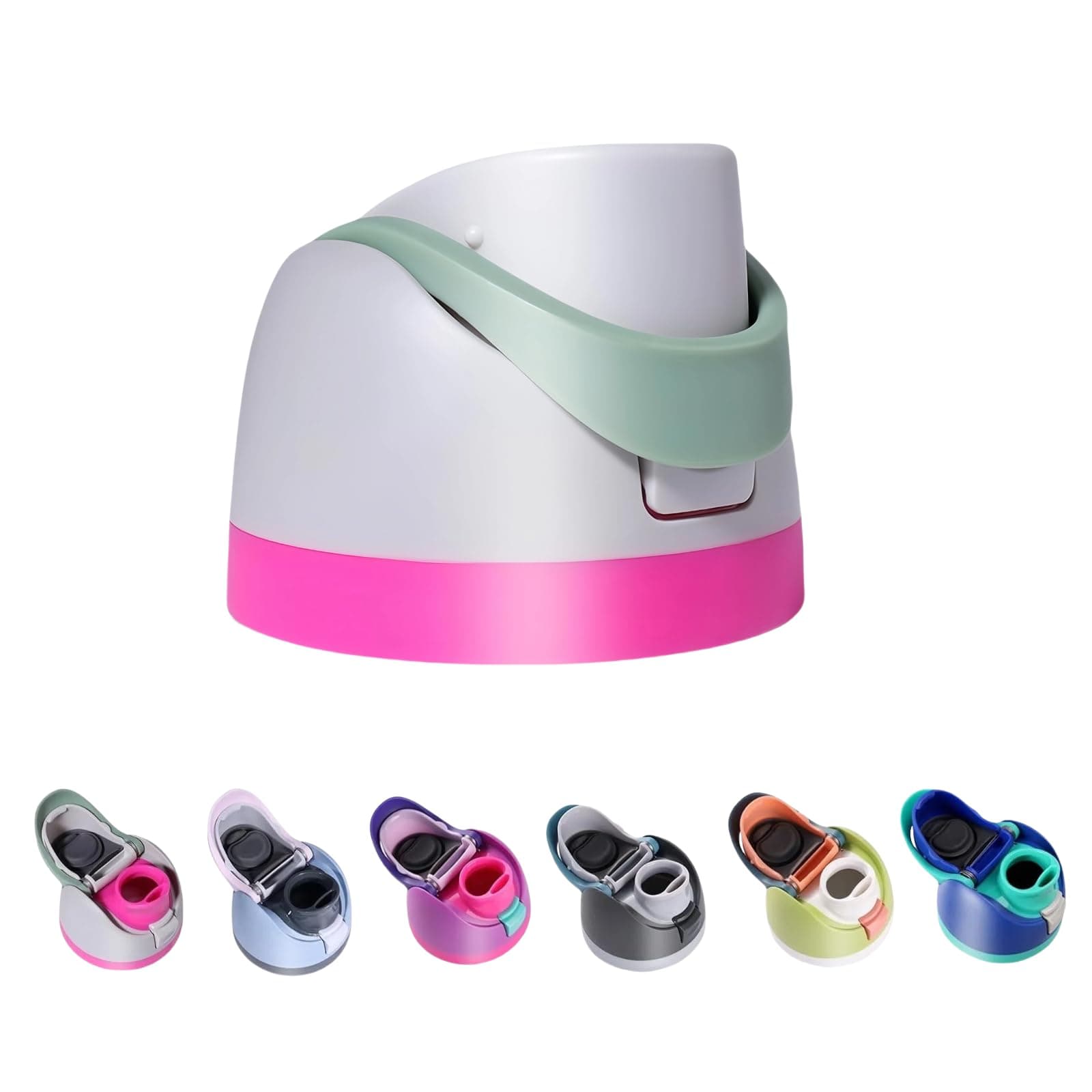 Replacement Lid for Owala Freesip, One Button Top Replacement, Leakproof BPA-Free Water Bottle Cap Replacement Compatible with Owala 24oz 32oz 40oz 16oz (Pink Green)