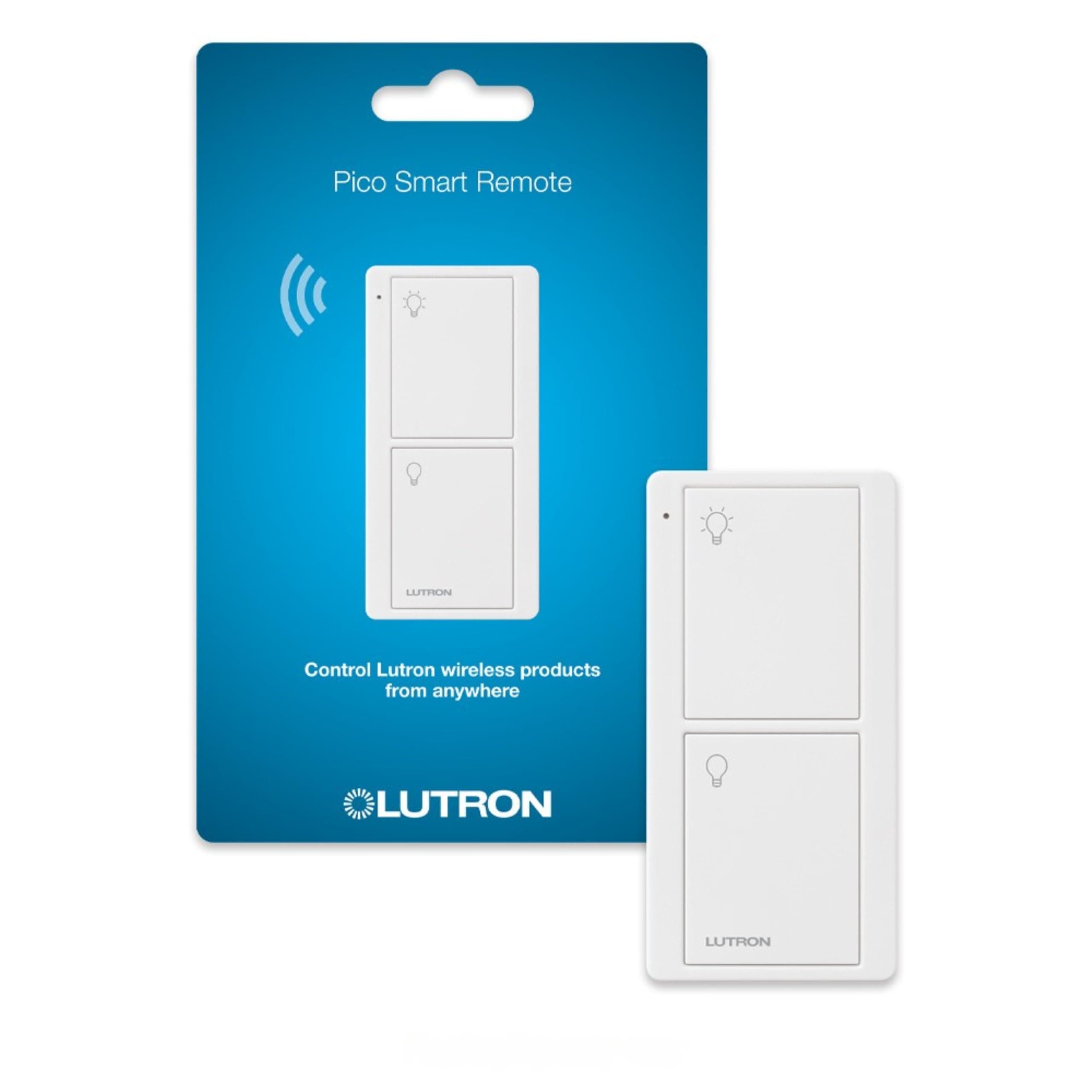 Caseta Smart Lighting 2-Button Pico Remote, for Wireless Lighting Control, Works w/Alexa, Apple Homekit, Google Home (Hub Required), Batteries Included, PJ2-2B-GWH-L01, White