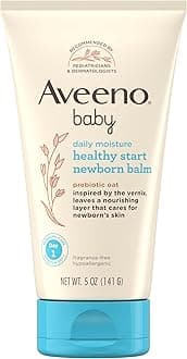 Aveeno Baby Healthy Start Nourishing Newborn Balm, Hypoallergenic Baby Skin Balm with Prebiotic Oat Leaves a Nourishing Layer to Care for Newborn Skin, Fragrance-Free, 5 oz