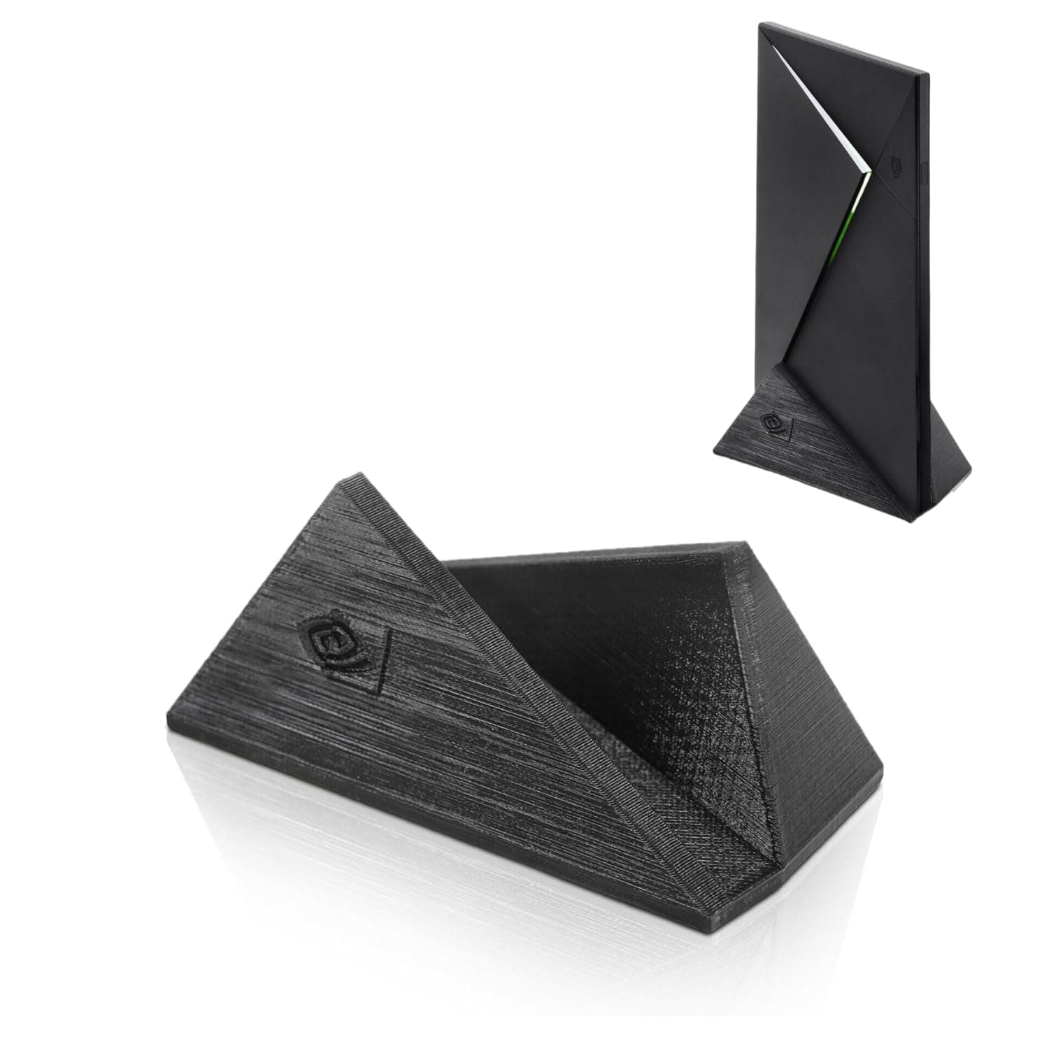 Vertical Stand Organizer Compatible with Nvidia Shield Android TV (2017 & 2019 Pro Models) - Compact Display with Logo & Lettering - Sleek Stand Nvidia Shield TV Mount (Jet Black)