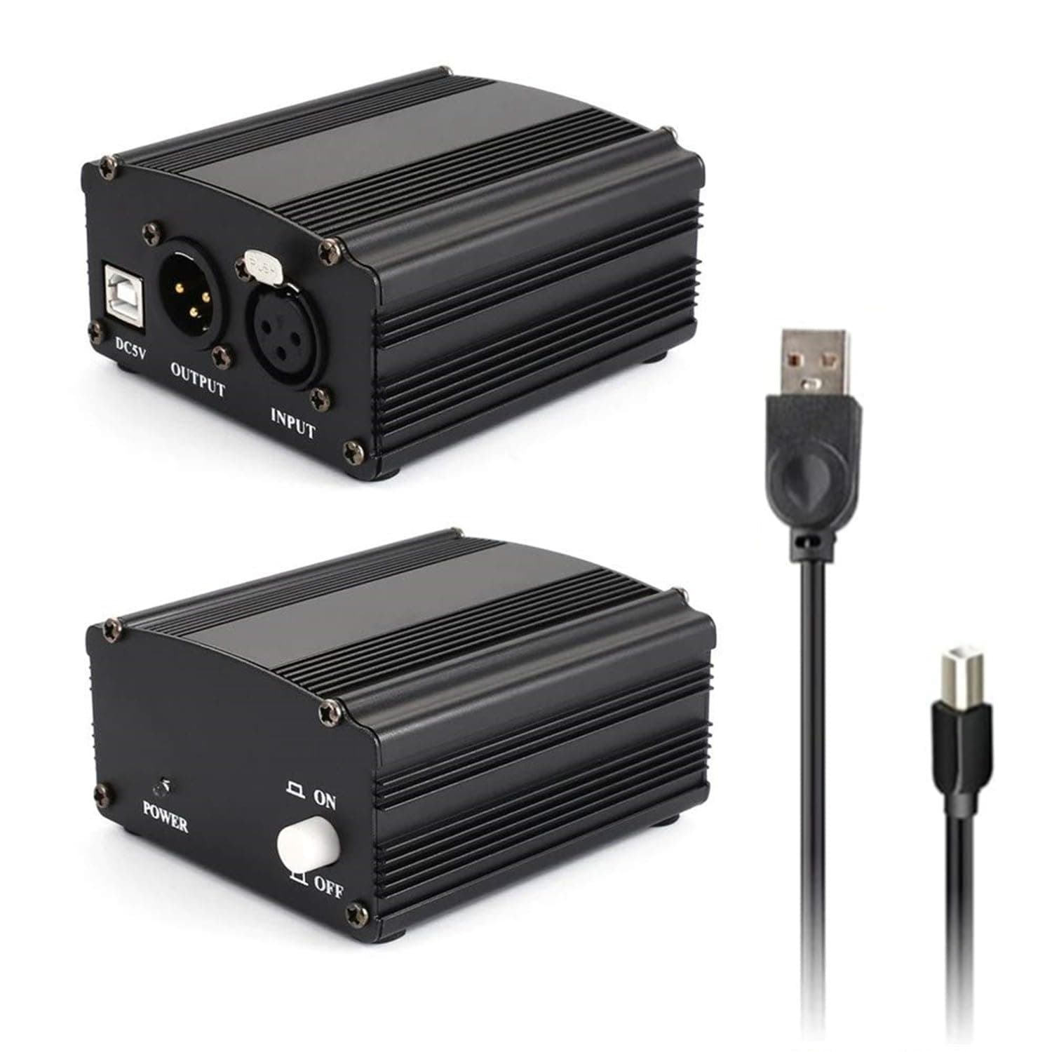 eWINNER Phantom Power Supply 1-Channel 48V Phantom Power Supply with USB Cable for Any Condenser Microphone Music Recording Equipment (USB Power)